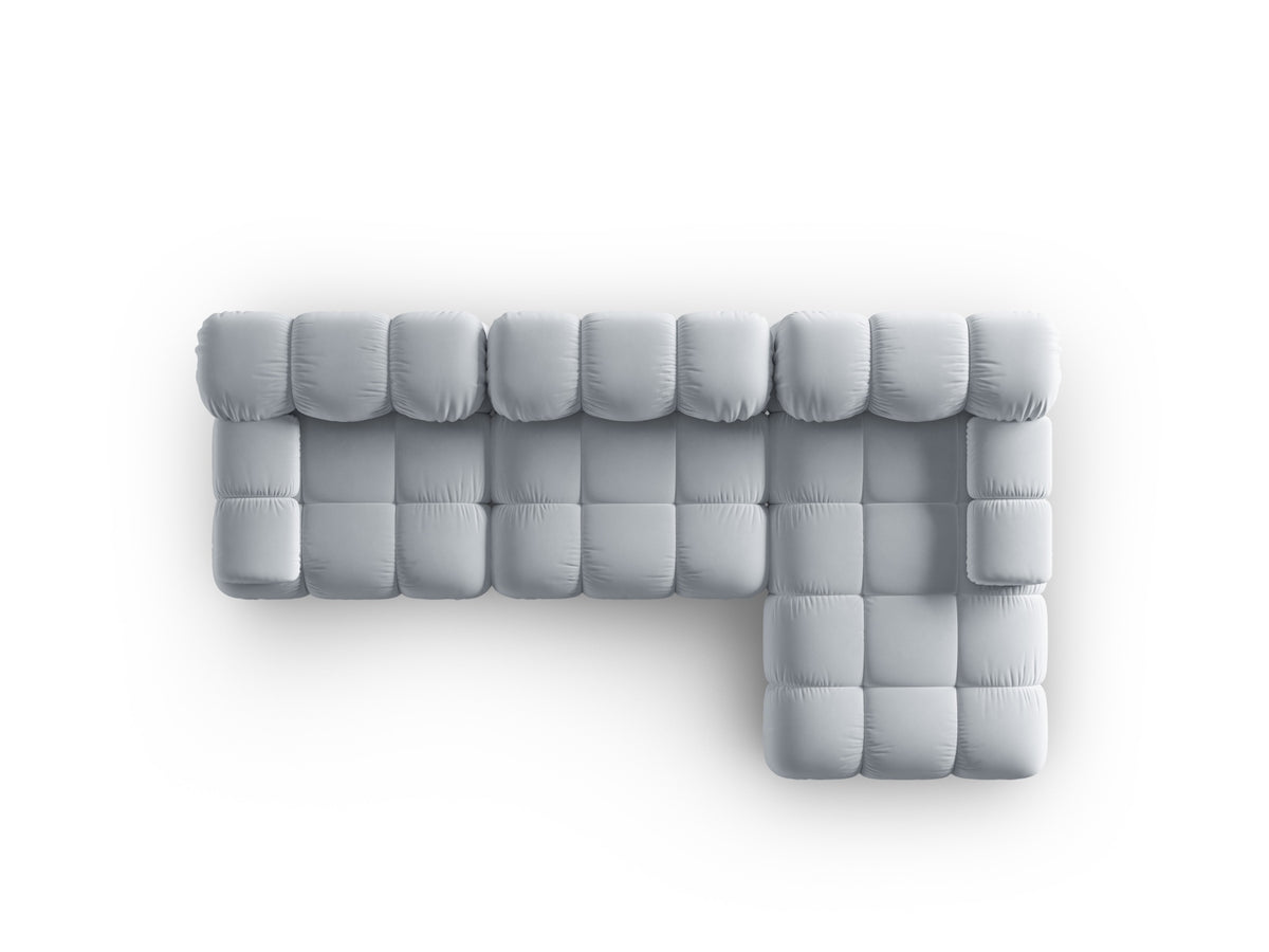 Bellis Velour modulares Ecksofa rechts 4 Sitzer 155cm in Light Blue-Bluvel präsentiert im Onlineshop von KAQTU Design AG. Ecksofa rechts ist von Micadoni