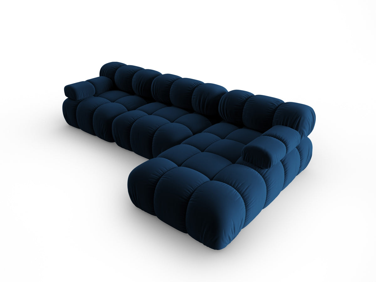 Bellis Velour modulares Ecksofa rechts 4 Sitzer 155cm in Royal Blue-Bluvel präsentiert im Onlineshop von KAQTU Design AG. L-Sofa rechts ist von Micadoni