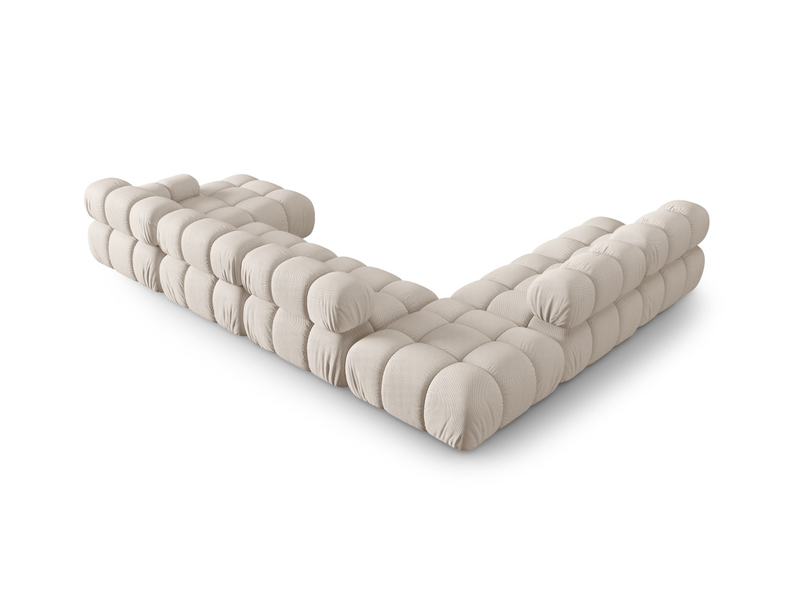 Modulares Ecksofa Bellis in sanftem Beige, 7-Sitzer mit 282 cm, perfekt für gemütliche und moderne Wohnräume.