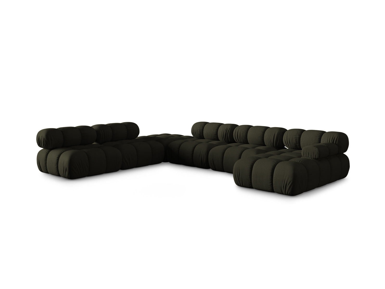 Elegantes Bellis Ecksofa in Amazon Green-Sonic, 7 Sitzer, 282 cm, ideal für stilvolle Wohnräume, erhältlich bei KAQTU Design AG.