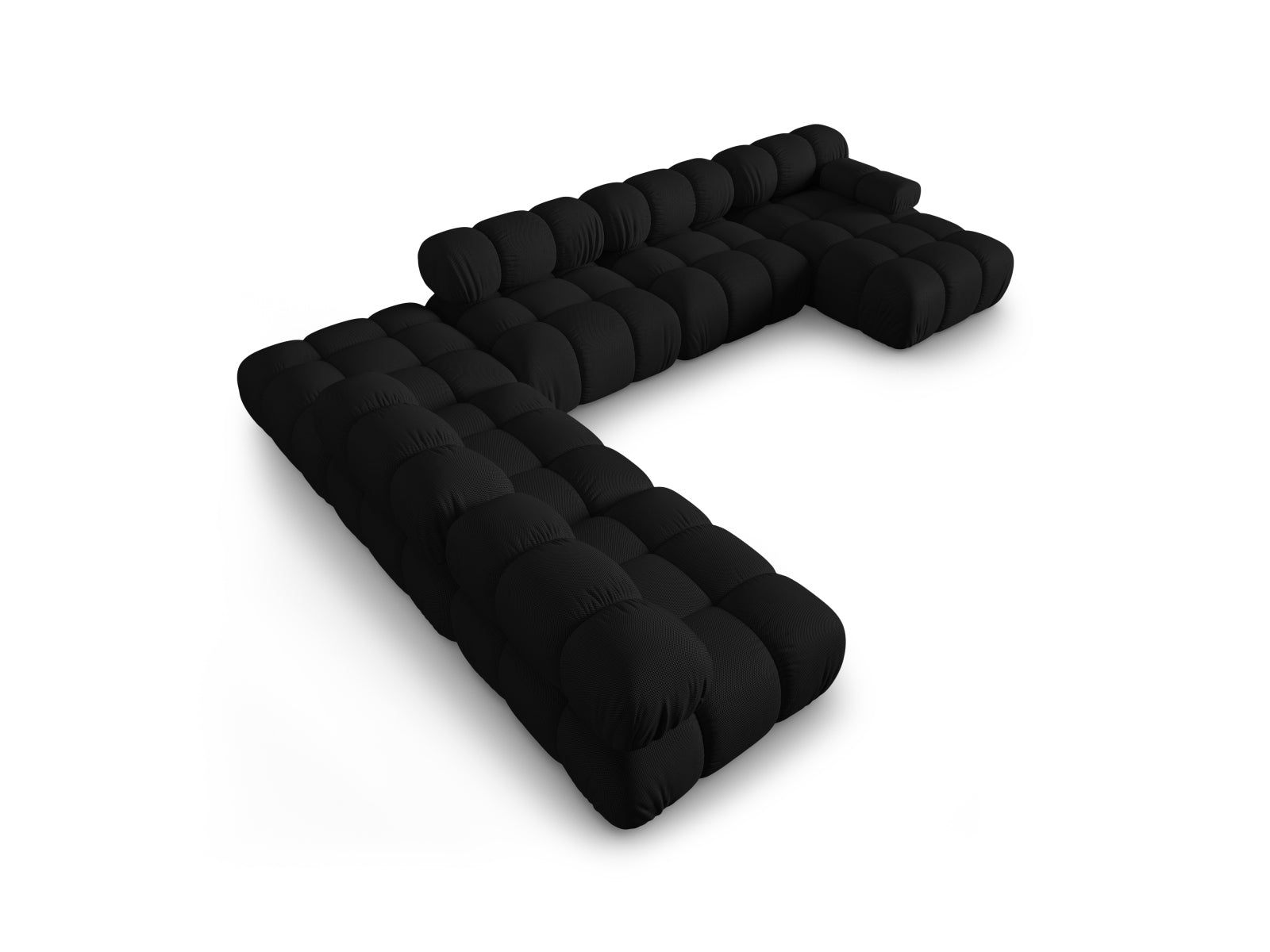 Modulares Bellis Ecksofa in stilvollem Schwarz, 7-Sitzer mit 282 cm, ideal für moderne Wohnlandschaften von Micadoni.