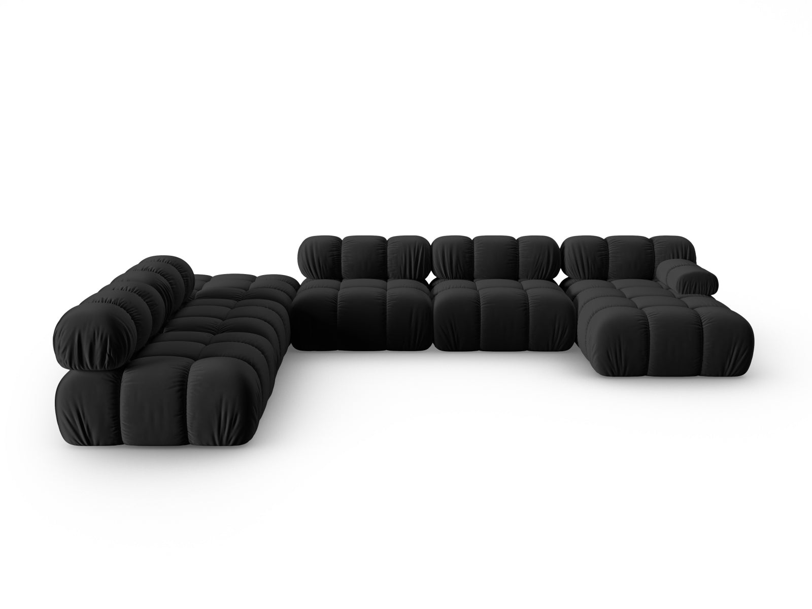 Bellis Velour modulares Panoramic Ecksofa links 7 Sitzer 282cm in Black-Bluvel präsentiert im Onlineshop von KAQTU Design AG. Ecksofa links ist von Micadoni