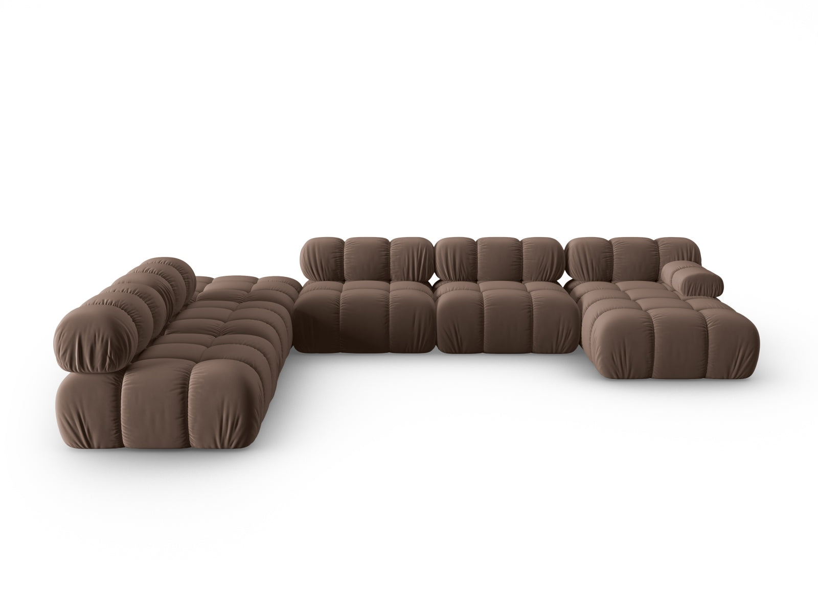 Bellis Velour modulares Panoramic Ecksofa links 7 Sitzer 282cm in Dark Brown präsentiert im Onlineshop von KAQTU Design AG. Ecksofa links ist von Micadoni