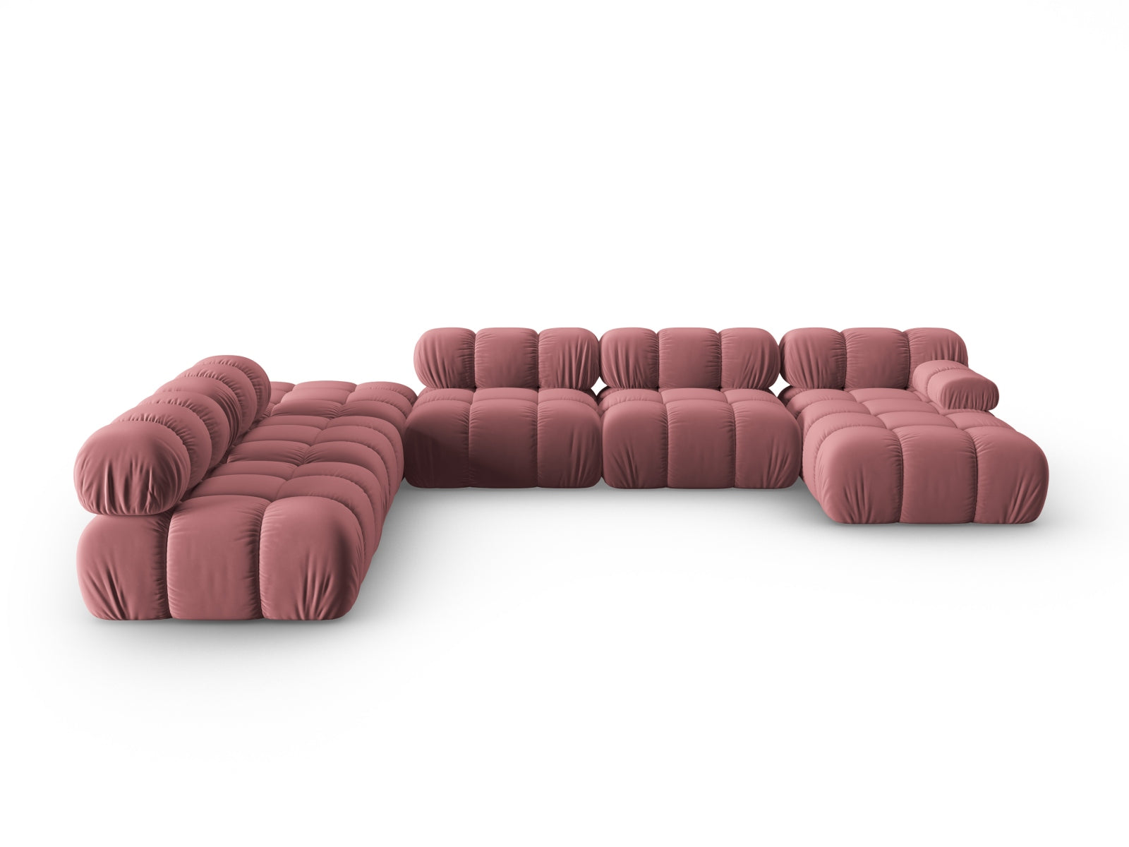 Bellis Velour modulares Panoramic Ecksofa links 7 Sitzer 282cm in Pink-Bluvel präsentiert im Onlineshop von KAQTU Design AG. Ecksofa links ist von Micadoni