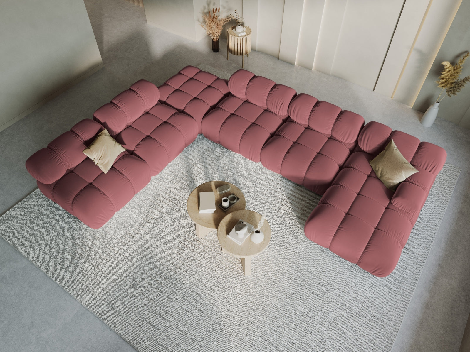 Entdecken Sie das elegante Bellis Velour Ecksofa links – ein 7-Sitzer mit 282 cm, ideal für stilvolle Wohnräume und gesellige Abende.