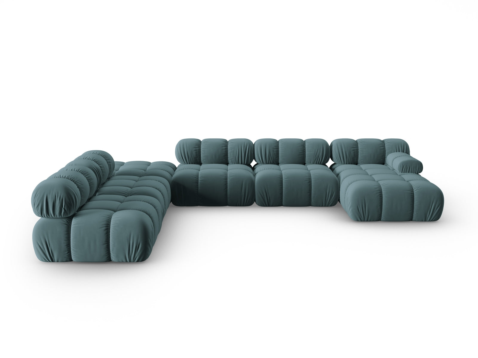 Bellis Velour modulares Panoramic Ecksofa links 7 Sitzer 282cm in Turquoise-Bluvel präsentiert im Onlineshop von KAQTU Design AG. Ecksofa links ist von Micadoni