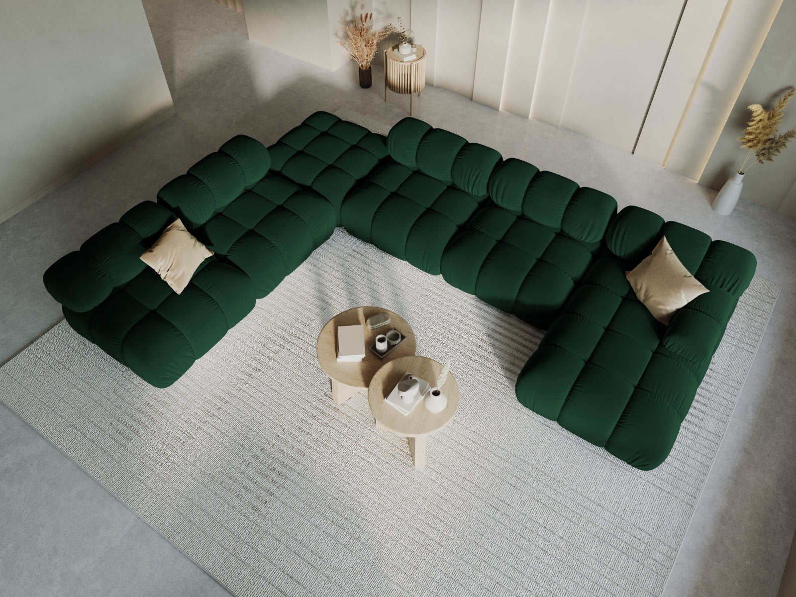 Entdecken Sie das elegante Bellis Velour Ecksofa links – 7 Sitzer mit 282 cm, ideal für stilvolle Wohnräume und gesellige Abende.