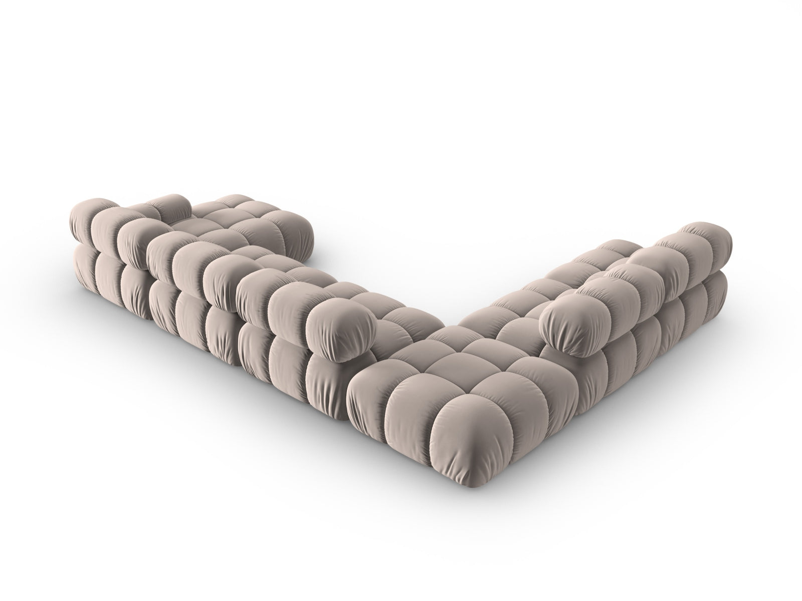 Modulares Bellis Velour Ecksofa links, 7-Sitzer in edlem Cappuccino, 282 cm, perfekt für gesellige Abende und stilvolle Einrichtung.