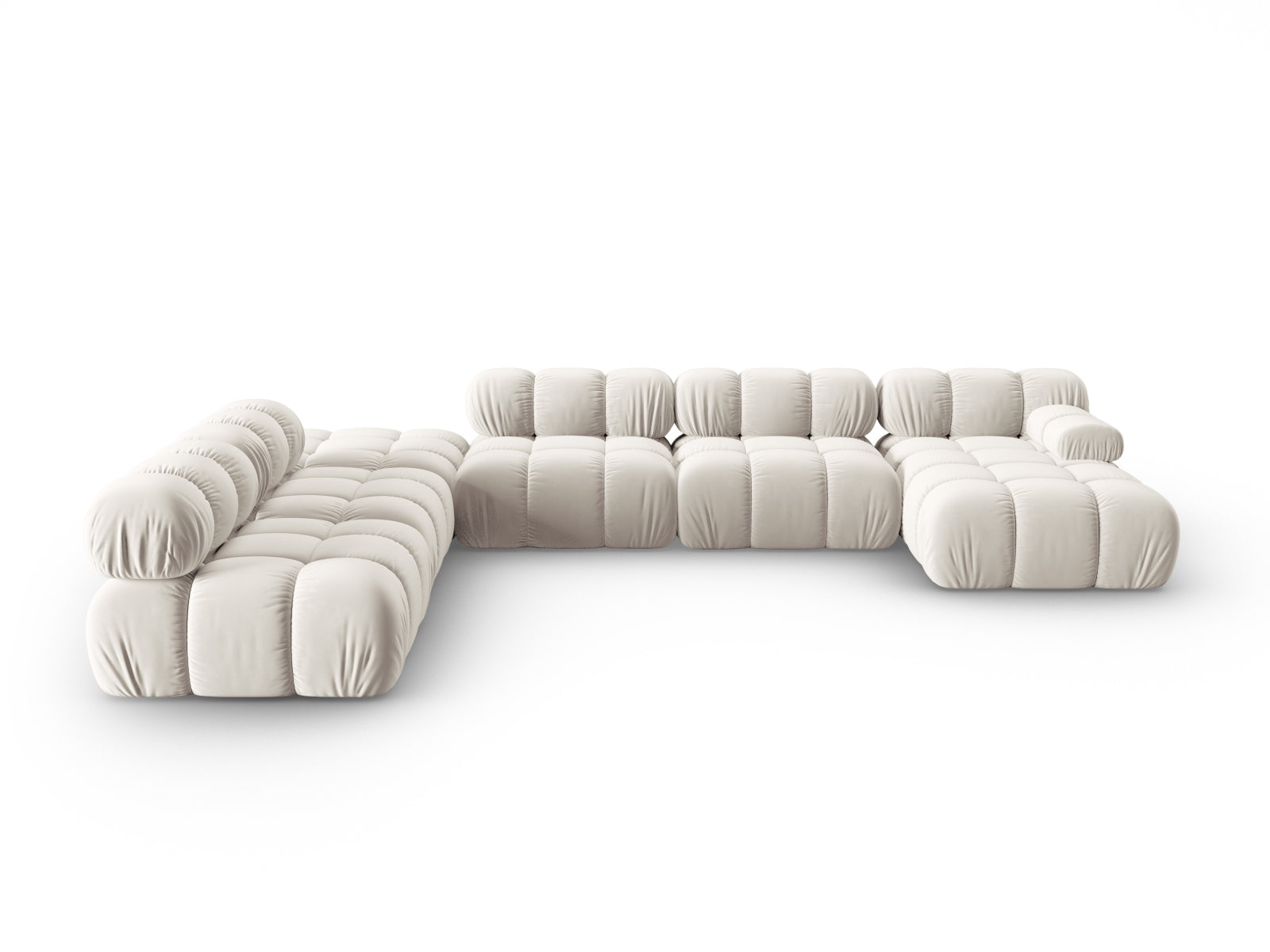 Bellis Velour modulares Panoramic Ecksofa links 7 Sitzer 282cm in Dark Beige-Bluvel präsentiert im Onlineshop von KAQTU Design AG. Ecksofa links ist von Micadoni
