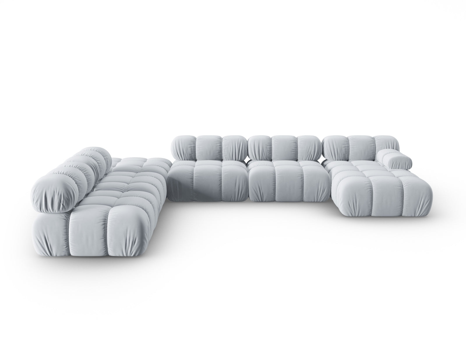Bellis Velour modulares Panoramic Ecksofa links 7 Sitzer 282cm in Light Blue präsentiert im Onlineshop von KAQTU Design AG. Ecksofa links ist von Micadoni