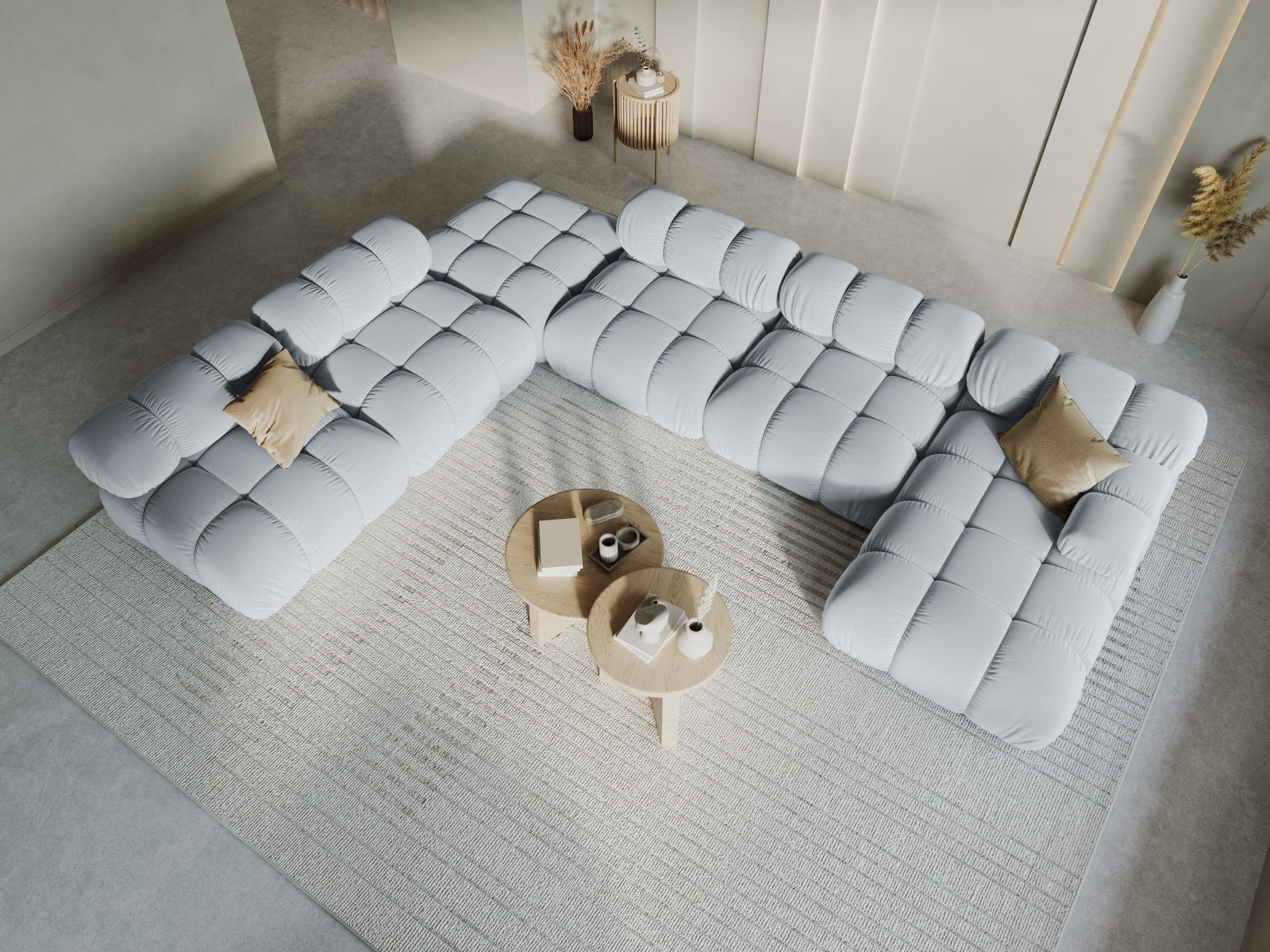 Entdecken Sie das elegante Bellis Velour Ecksofa links – ein 7-Sitzer mit 282 cm, das Stil, Komfort und Funktionalität vereint.