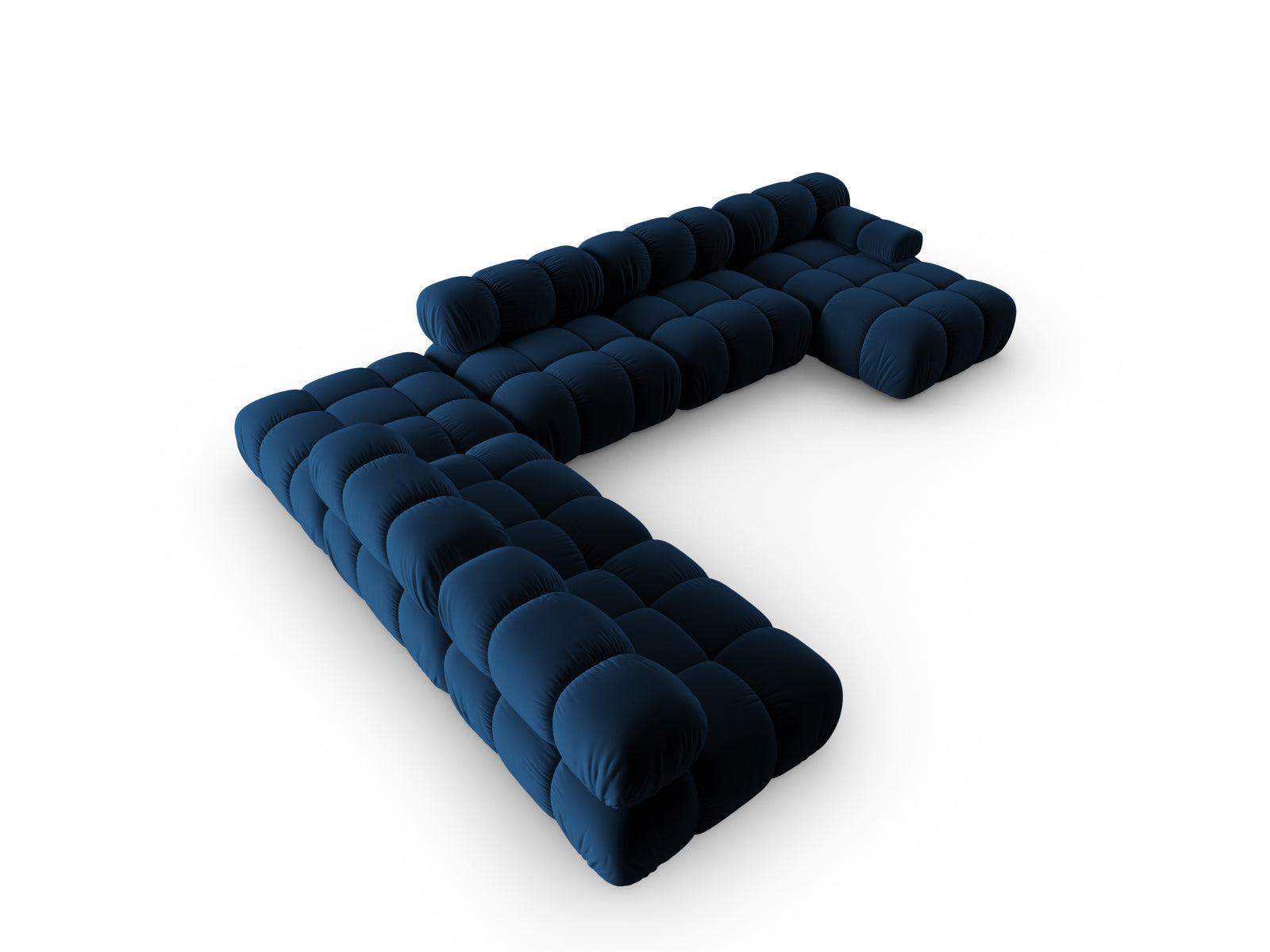 Entdecken Sie das Bellis Velour Ecksofa links – ein modulares 7-Sitzer Sofa mit 282 cm, das stilvollen Komfort und Funktionalität vereint.
