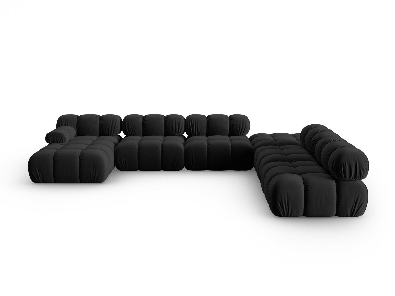 Bellis Velour modulares Panoramic Ecksofa rechts 7 Sitzer 282cm in Black-Bluvel präsentiert im Onlineshop von KAQTU Design AG. Ecksofa rechts ist von Micadoni