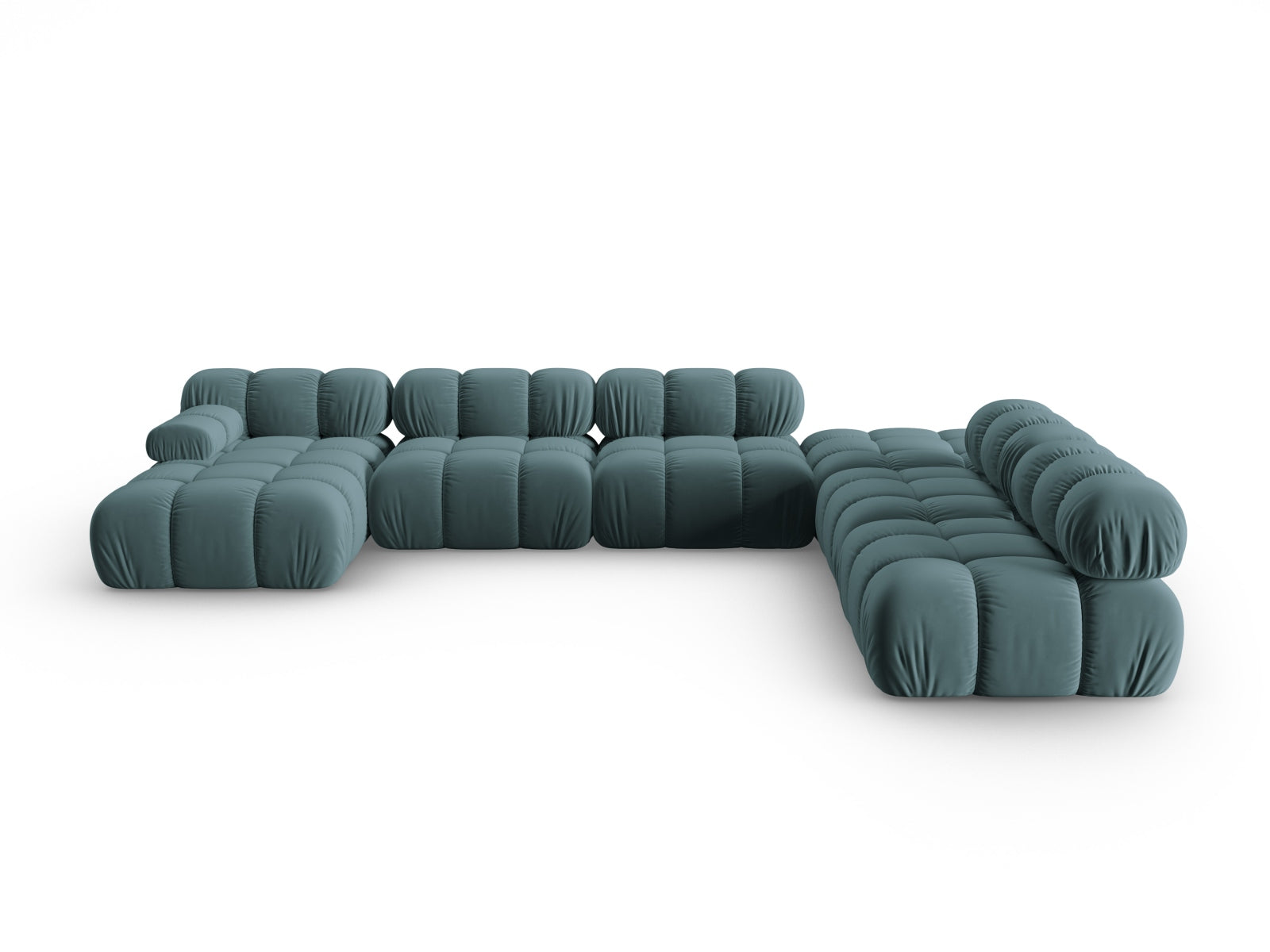 Bellis Velour modulares Panoramic Ecksofa rechts 7 Sitzer 282cm in Turquoise-Bluvel präsentiert im Onlineshop von KAQTU Design AG. Ecksofa rechts ist von Micadoni