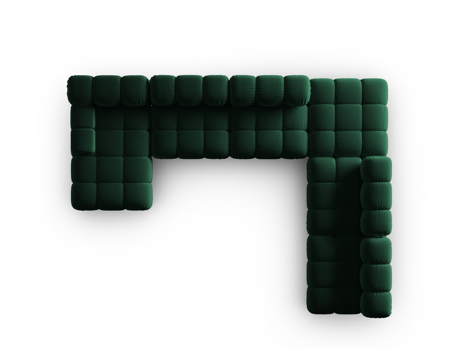 Elegantes Bellis Velour Ecksofa in Bottle Green, 7-Sitzer, 282 cm, ideal für stilvolle und einladende Wohnräume.