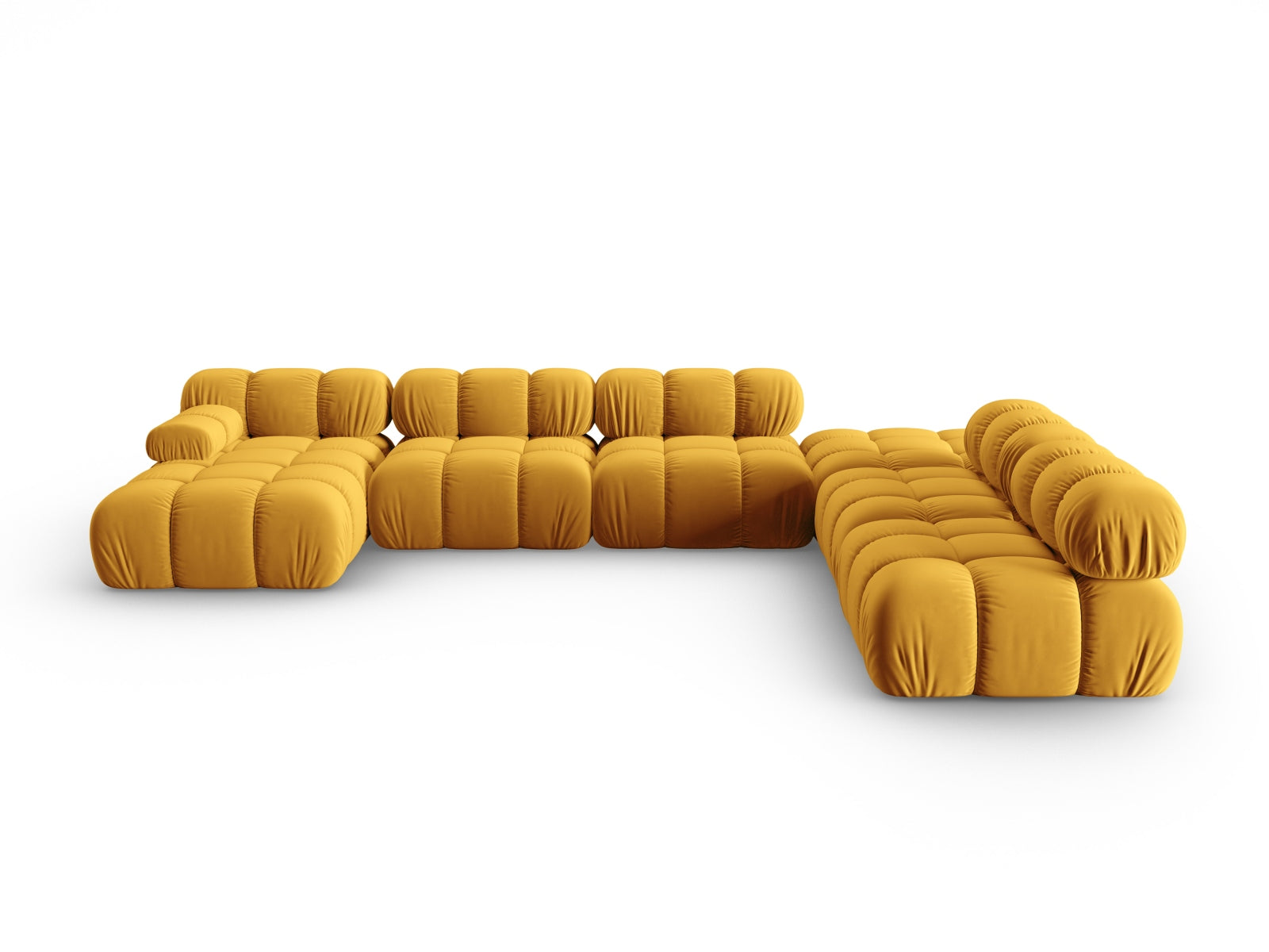 Bellis Velour modulares Panoramic Ecksofa rechts 7 Sitzer 282cm in Yellow-Bluvel präsentiert im Onlineshop von KAQTU Design AG. Ecksofa rechts ist von Micadoni