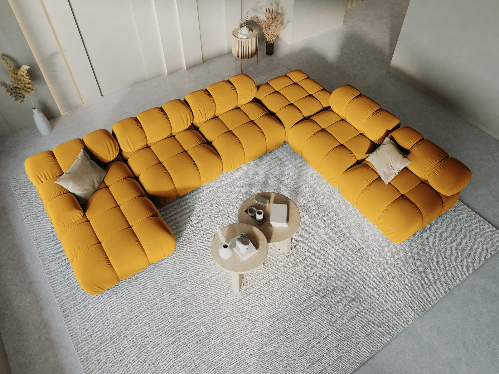 Entdecken Sie das stilvolle Bellis Velour Ecksofa von Micadoni – ein 7-Sitzer mit 282 cm, ideal für Komfort und Eleganz in Ihrem Wohnzimmer.