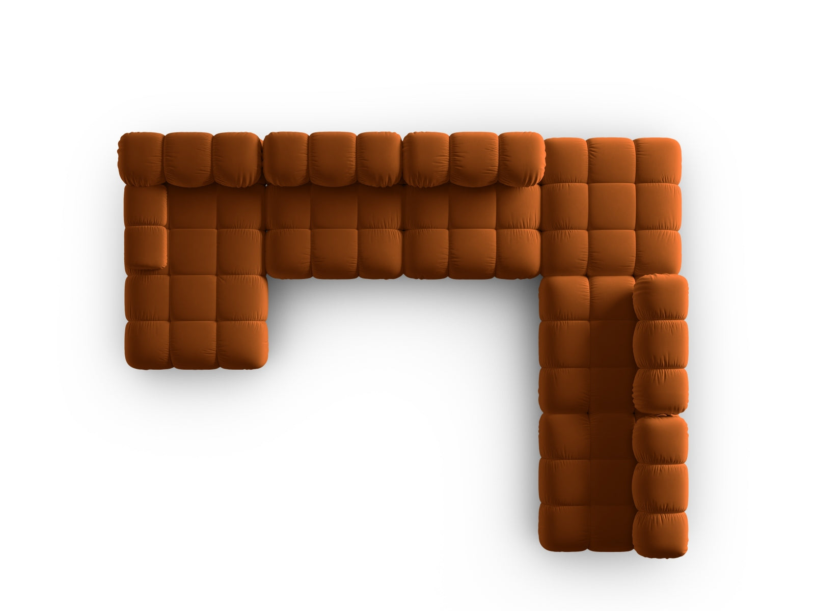 Elegantes, modulares Ecksofa Bellis in sanftem Terracotta, 7-Sitzer, ideal für stilvolle und einladende Wohnräume.