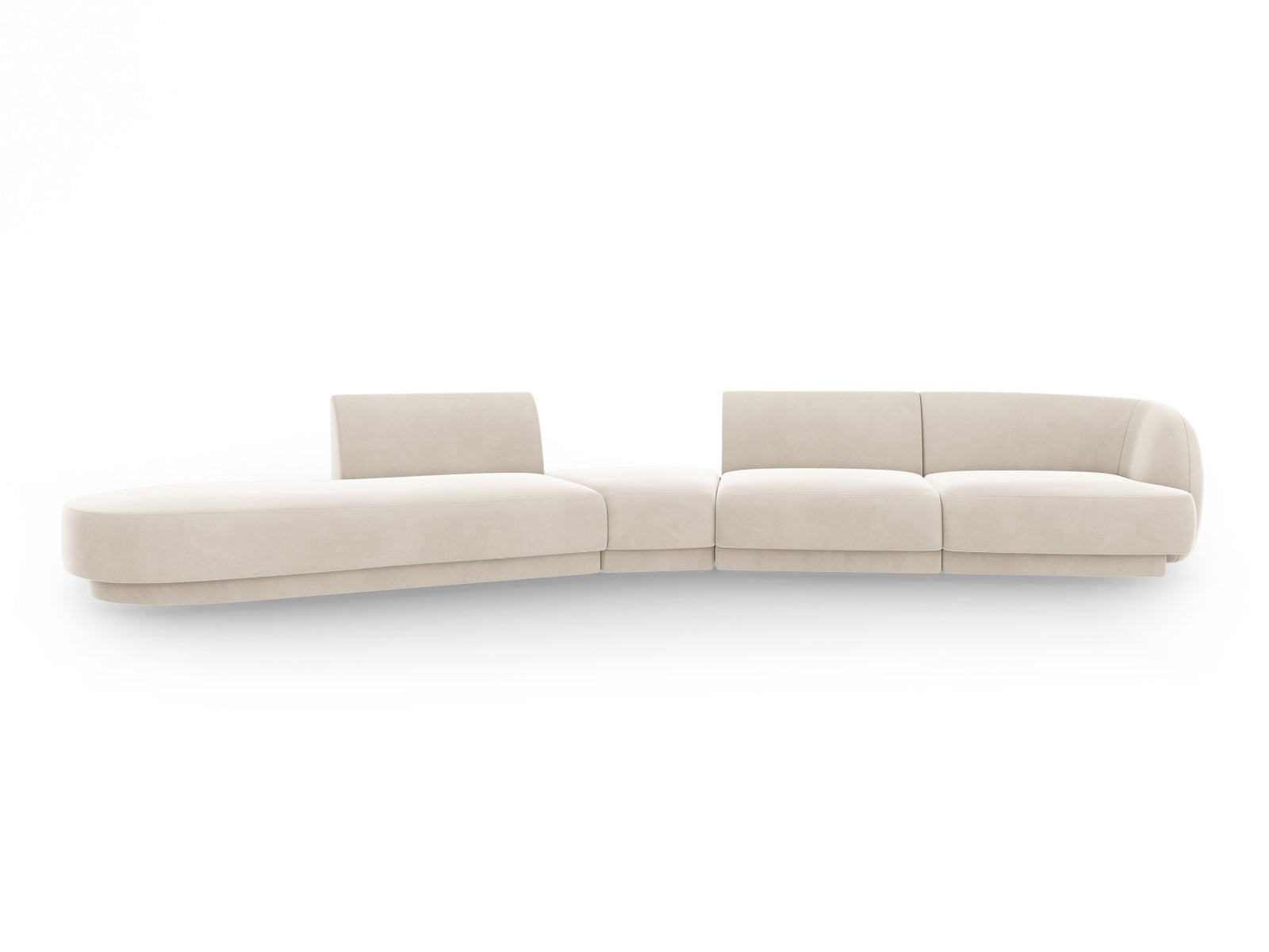 Miley Velour modulares Sofa links 5 Sitzer in Light Beige präsentiert im Onlineshop von KAQTU Design AG. L-Sofa links ist von Micadoni
