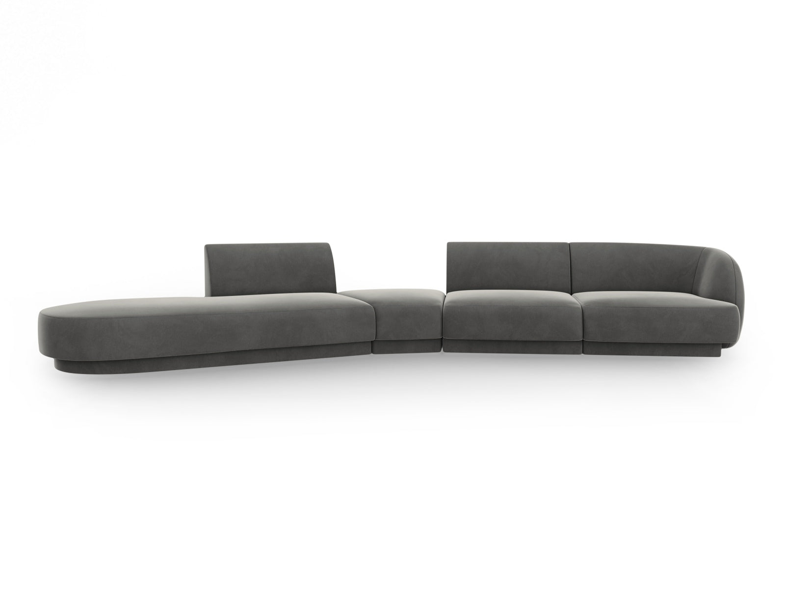 Miley Velour modulares Sofa links 5 Sitzer in Light Grey präsentiert im Onlineshop von KAQTU Design AG. L-Sofa links ist von Micadoni