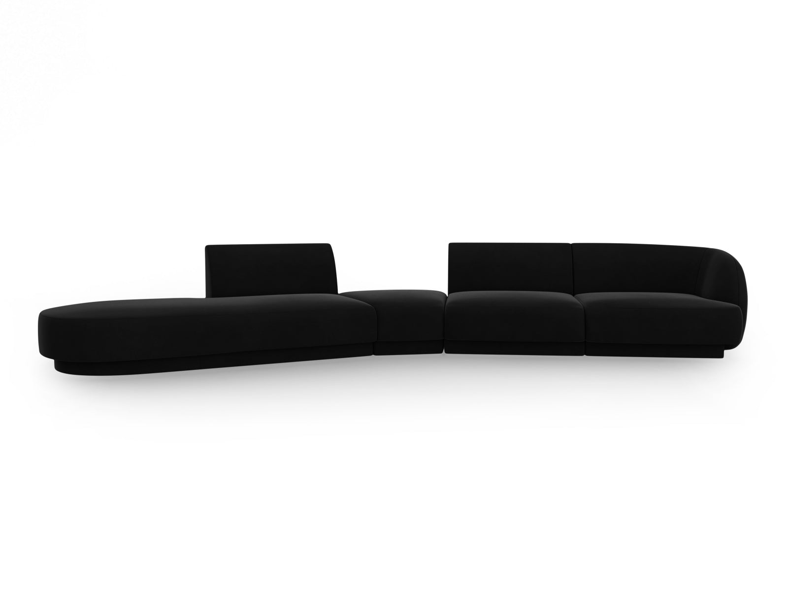 Miley Velour modulares Sofa links 5 Sitzer in Black präsentiert im Onlineshop von KAQTU Design AG. L-Sofa links ist von Micadoni