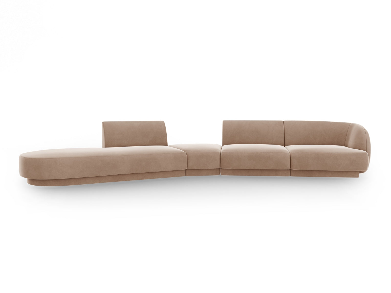 Miley Velour modulares Sofa links 5 Sitzer in Cappuccino präsentiert im Onlineshop von KAQTU Design AG. L-Sofa links ist von Micadoni