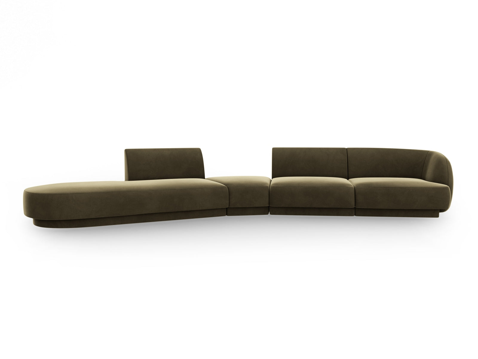 Miley Velour modulares Sofa links 5 Sitzer in Green präsentiert im Onlineshop von KAQTU Design AG. L-Sofa links ist von Micadoni
