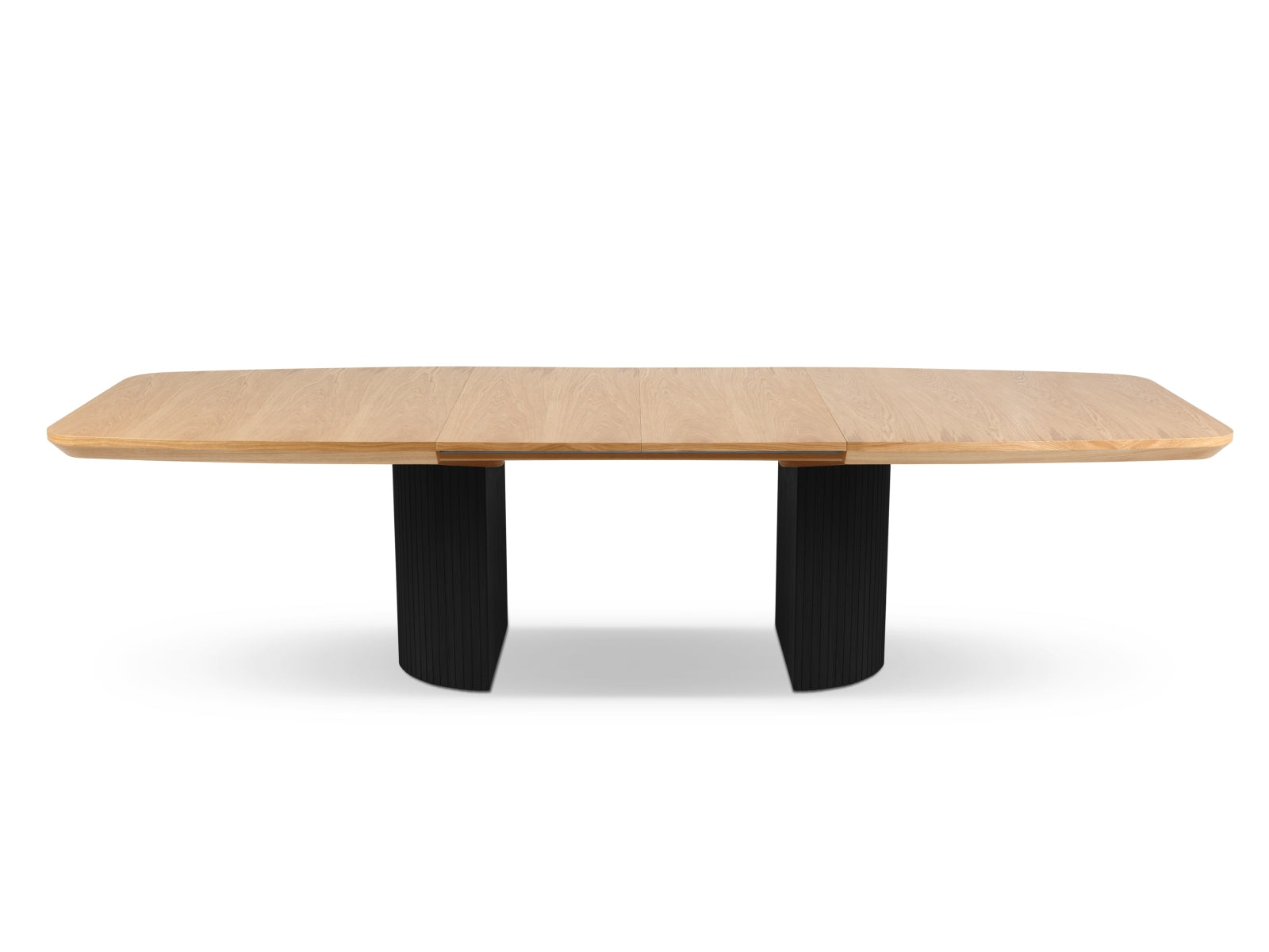 Moderner Esstisch "Toni" mit ausziehbarer Funktion, ideal für 8 Personen, aus edlem Schwarz-Eichenfurnier für stilvolle Essbereiche.
