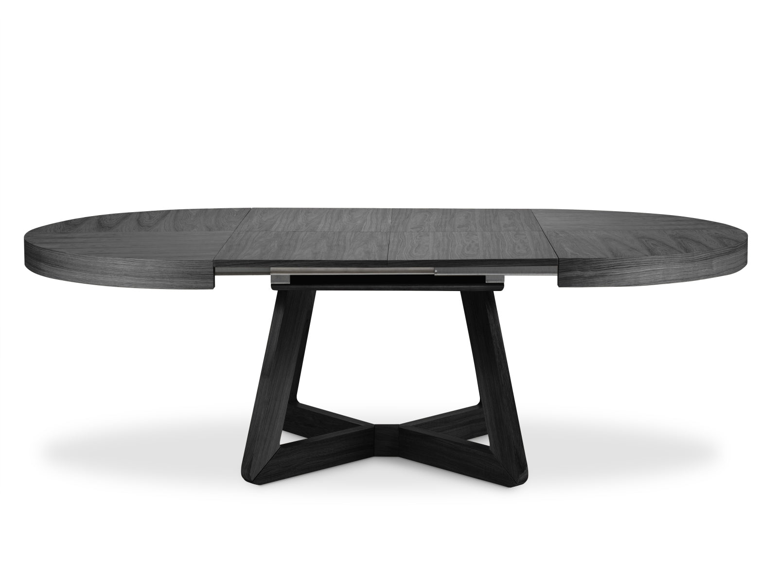 Eleganter, ausziehbarer Tisch "Dustin" für bis zu 8 Personen, gefertigt aus hochwertigem Schwarz-Eichenfurnier, perfekt für gesellige Runden.