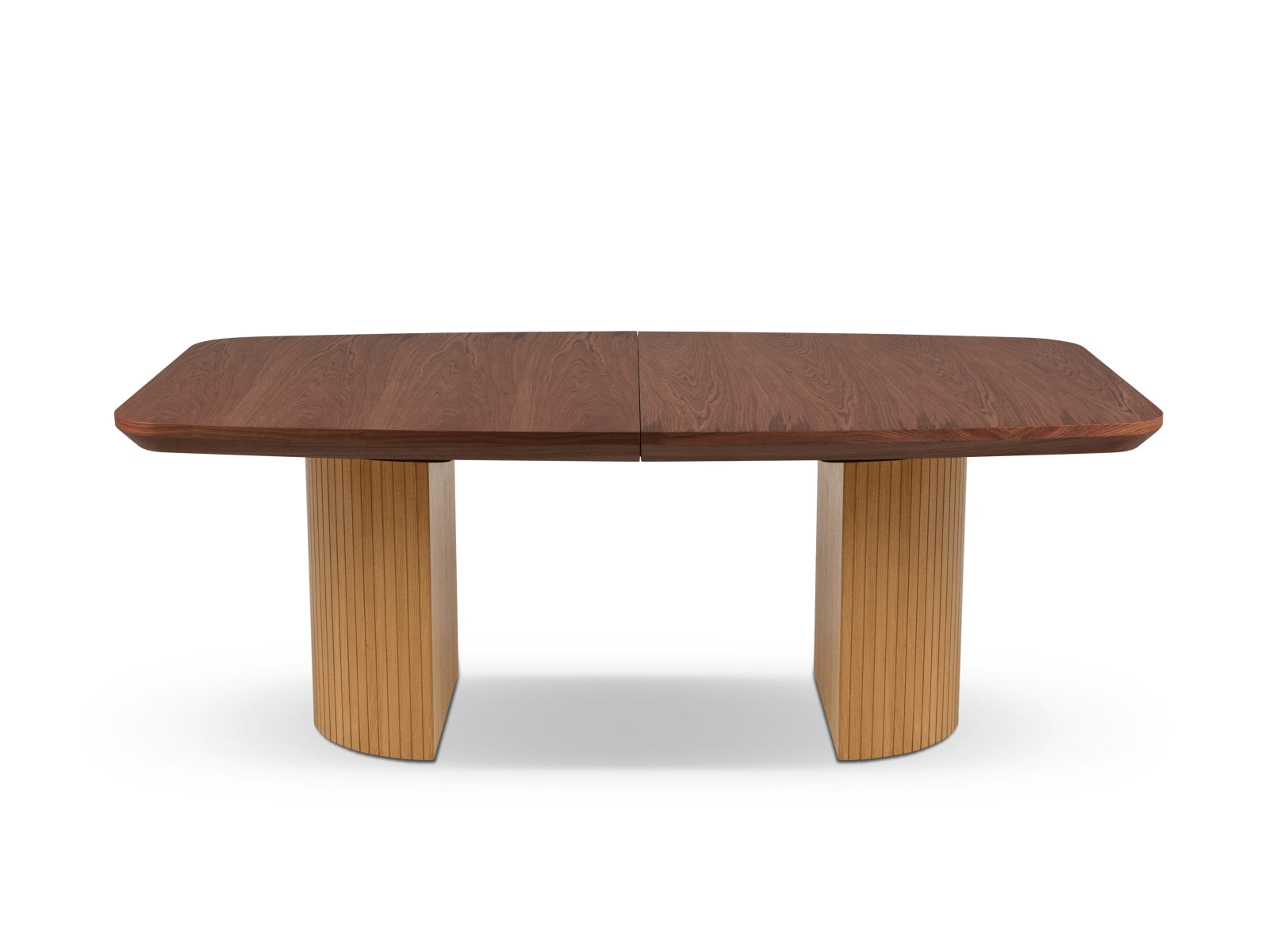Dustin ausziehbarer Tisch 8 Sitzer in Dunkle Eiche Furnier-Wood präsentiert im Onlineshop von KAQTU Design AG. Esstisch ist von Micadoni