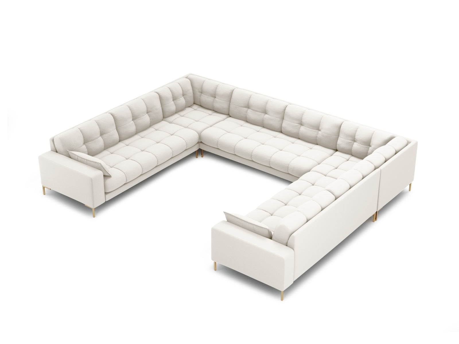 Mamaia Panoramic Sofa 9 Sitzer in Light Beige/Gold präsentiert im Onlineshop von KAQTU Design AG. 5er Sofa ist von Micadoni