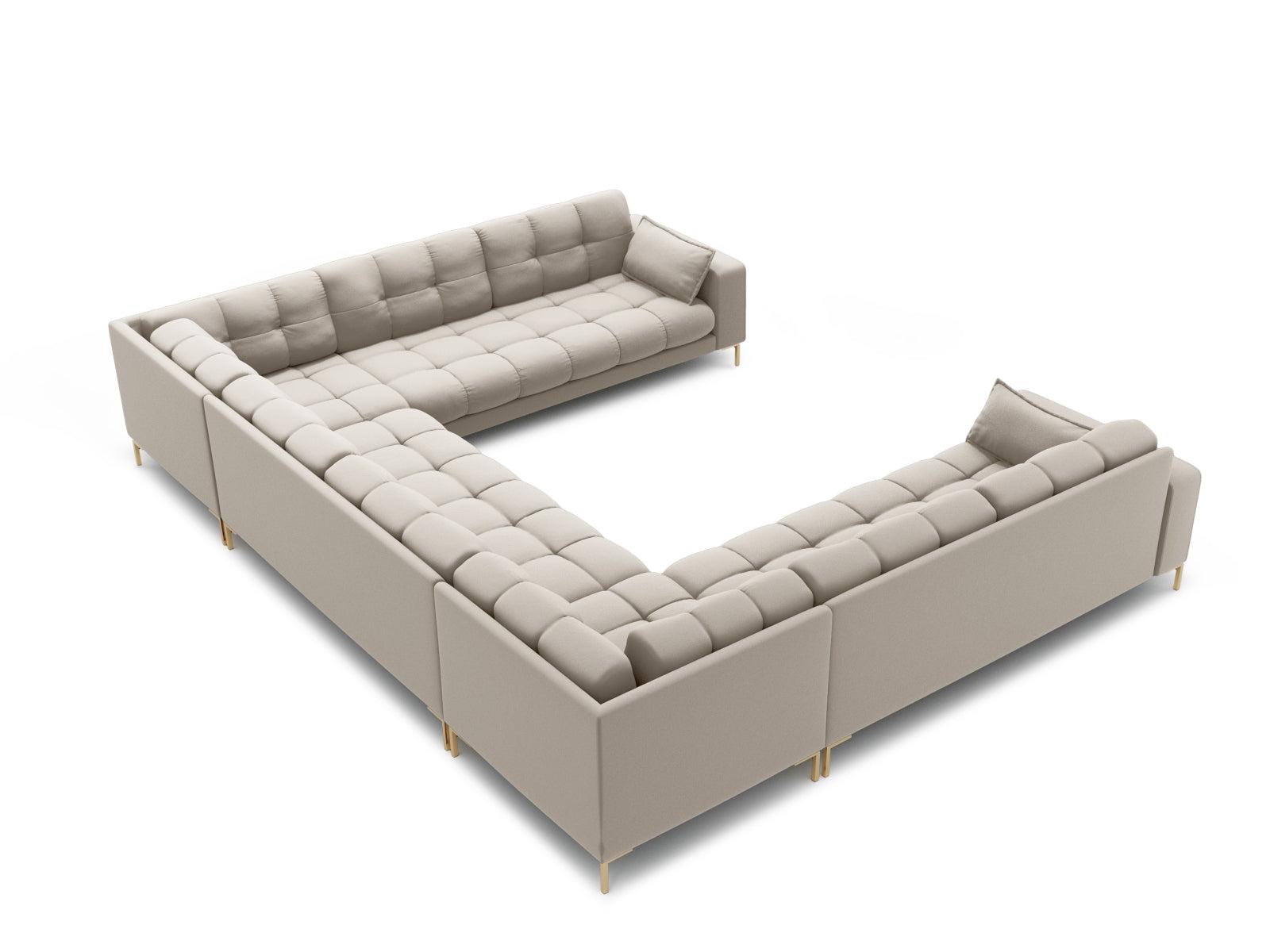 Erleben Sie das Mamaia Panoramic Sofa 9 Sitzer von Micadoni – ein elegantes, geräumiges Sofa für unvergessliche Momente mit Familie und Freunden.
