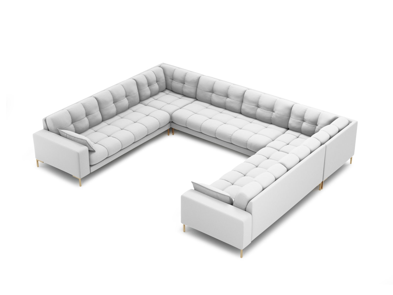Mamaia Panoramic Sofa 9 Sitzer in Light Grey/Gold präsentiert im Onlineshop von KAQTU Design AG. 5er Sofa ist von Micadoni