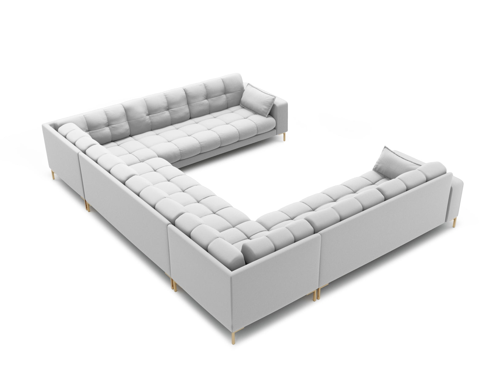 Erleben Sie das Mamaia Panoramic Sofa 9 Sitzer von Micadoni – ein elegantes, geräumiges Sofa für unvergessliche Momente mit Familie und Freunden.