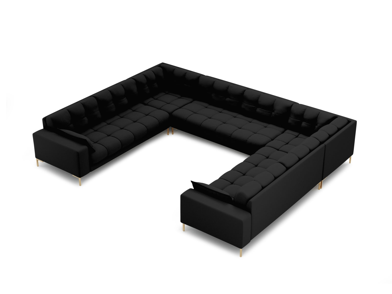 Mamaia Panoramic Sofa 9 Sitzer in Black/Gold präsentiert im Onlineshop von KAQTU Design AG. 5er Sofa ist von Micadoni