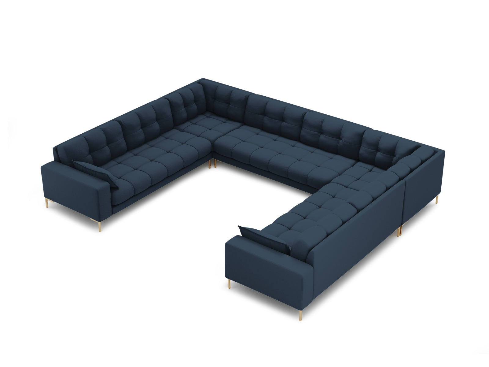 Mamaia Panoramic Sofa 9 Sitzer in Blue/Gold präsentiert im Onlineshop von KAQTU Design AG. 5er Sofa ist von Micadoni