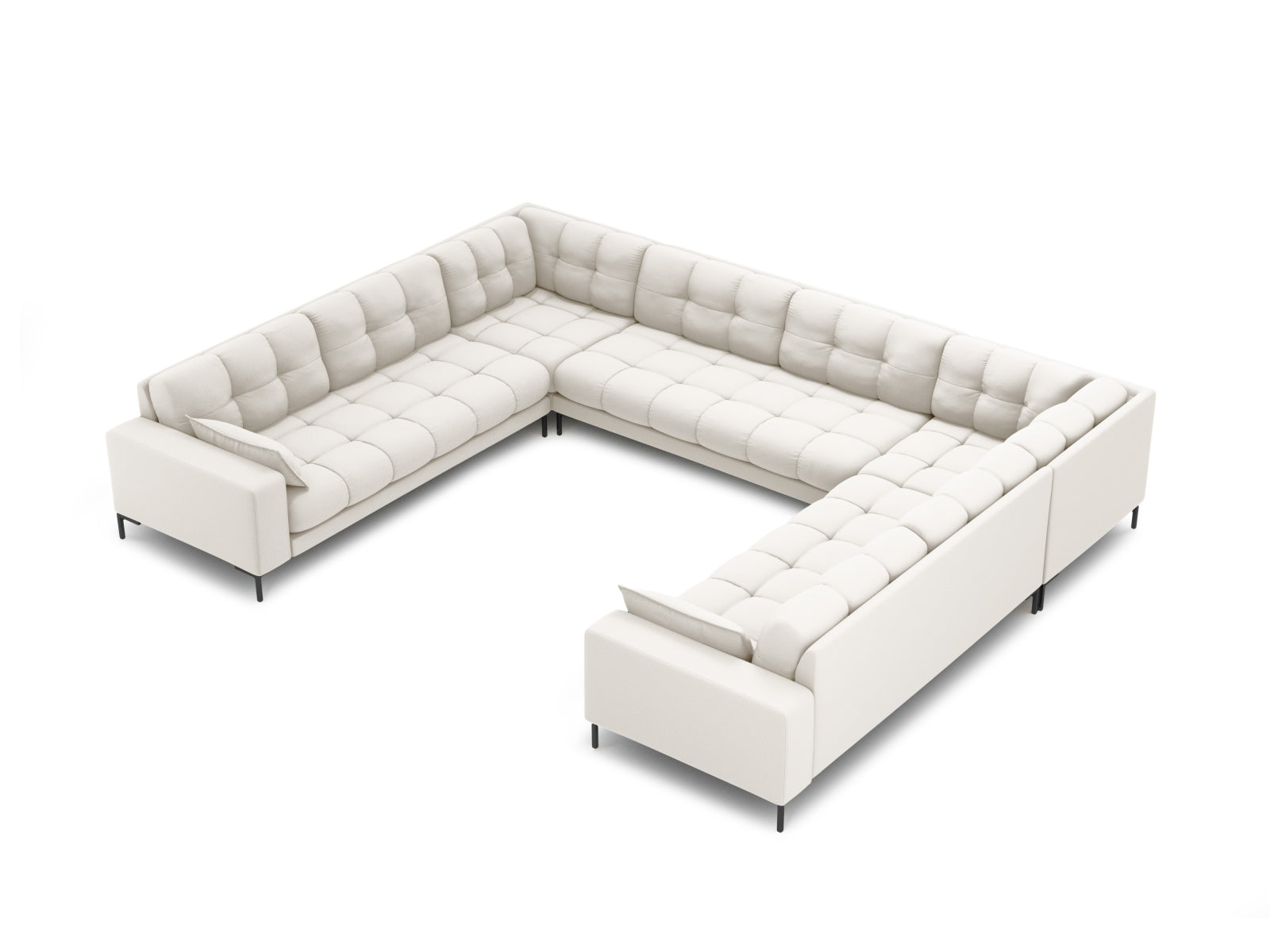 Mamaia Panoramic Sofa 9 Sitzer in Light Beige/Schwarz-Neve präsentiert im Onlineshop von KAQTU Design AG. Ecksofa ist von Micadoni