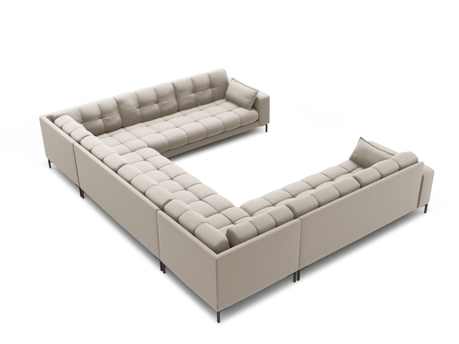 Erleben Sie das Mamaia Panoramic Sofa 9 Sitzer von Micadoni – ein elegantes, geräumiges Sofa für unvergessliche Momente mit Familie und Freunden.