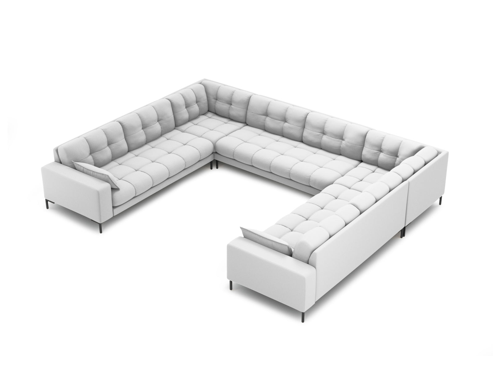Mamaia Panoramic Sofa 9 Sitzer in Light Grey/Schwarz-Neve präsentiert im Onlineshop von KAQTU Design AG. Ecksofa ist von Micadoni