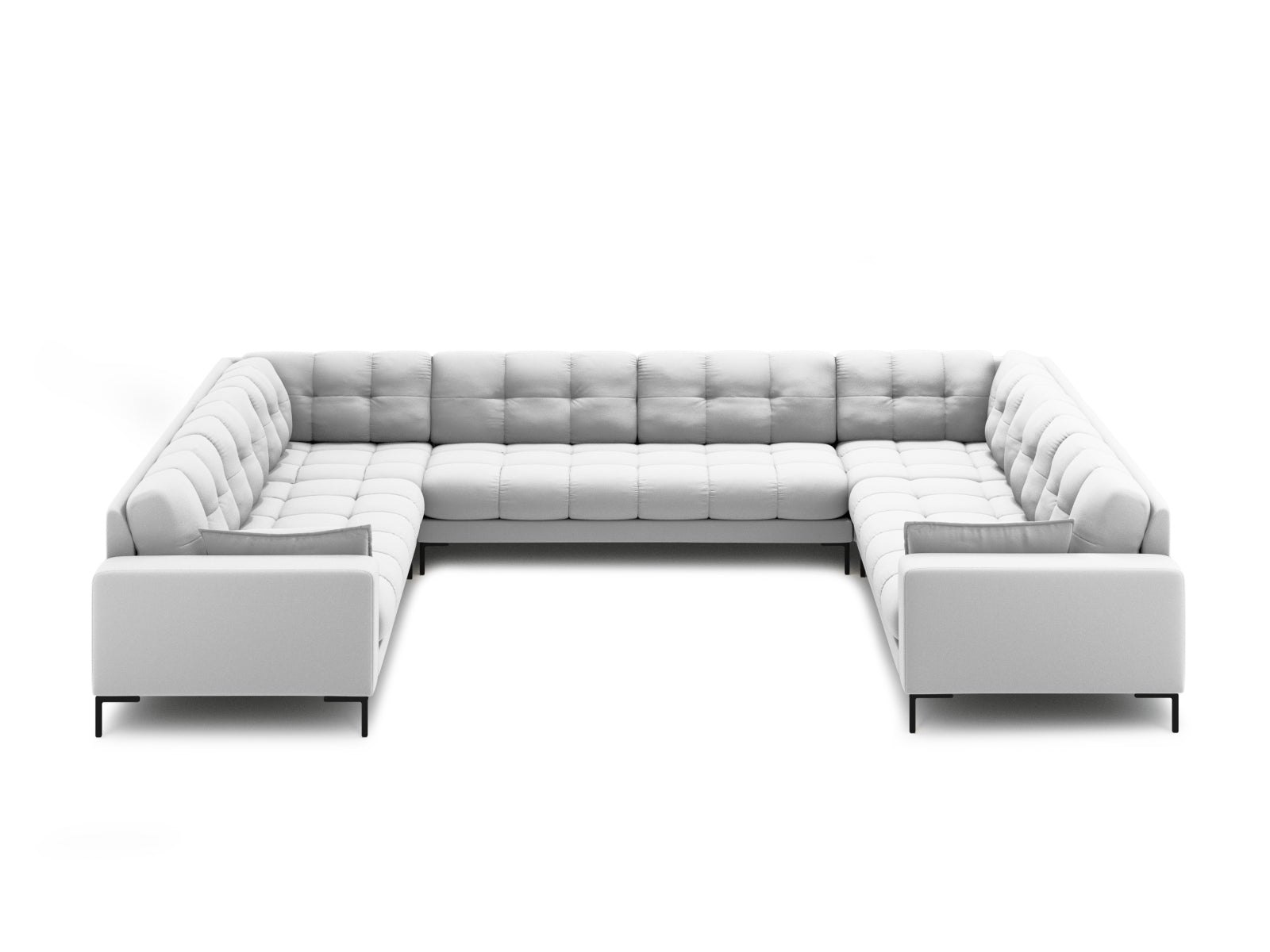 Elegantes Mamaia Panoramic Sofa für 9 Personen in hellgrau und schwarz, ideal für stilvolle Wohnräume und gesellige Abende.