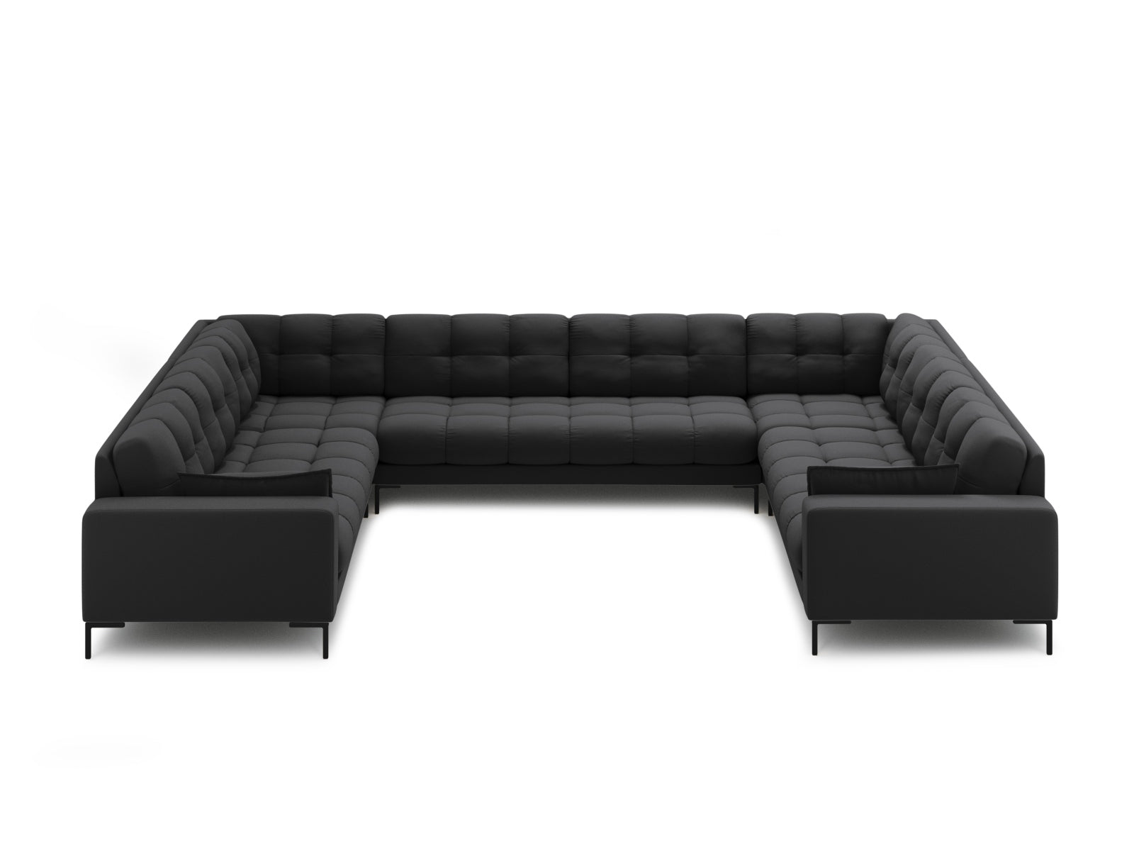 Elegantes Mamaia Panoramic Sofa für 9 Personen in Dunkelgrau/Schwarz, ideal für stilvolle Wohnräume. Hochwertige Verarbeitung von Micadoni.