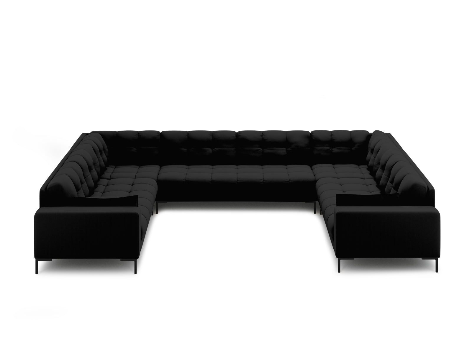 Elegantes Mamaia Panoramic Sofa für 9 Personen in stilvollem Schwarz, ideal für moderne Wohnräume und gesellige Abende.