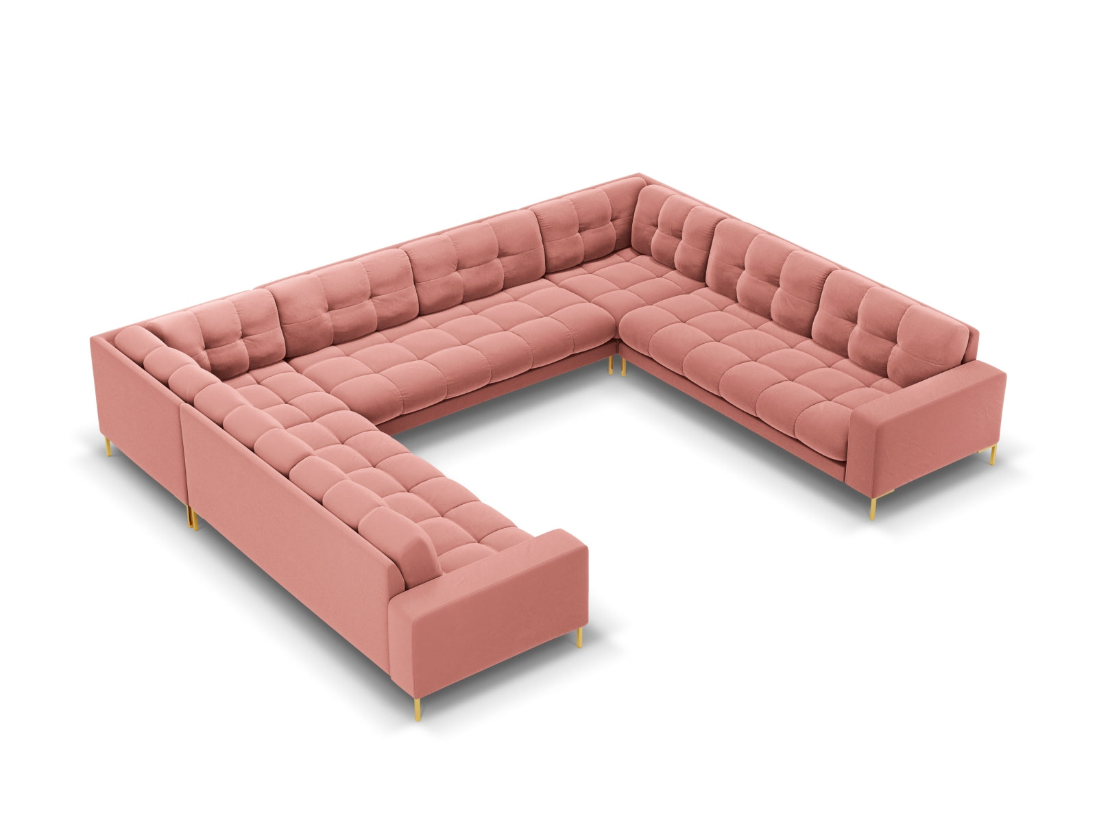 Mamaia Velour Panoramic Sofa 9 Sitzer in Pink/Gold präsentiert im Onlineshop von KAQTU Design AG. 3er Sofa ist von Micadoni