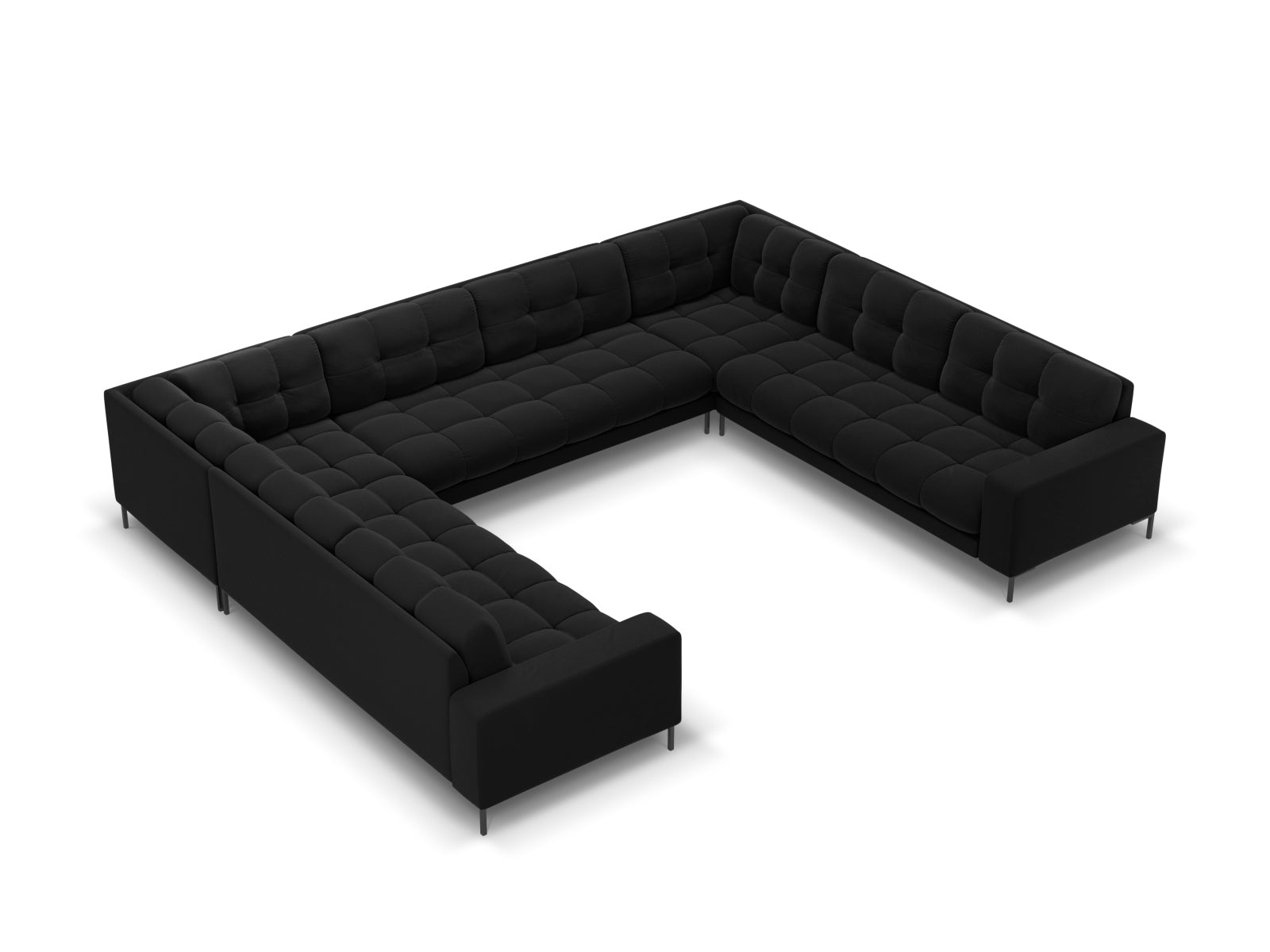Mamaia Velour Panoramic Sofa 9 Sitzer in Black/Schwarz präsentiert im Onlineshop von KAQTU Design AG. 3er Sofa ist von Micadoni