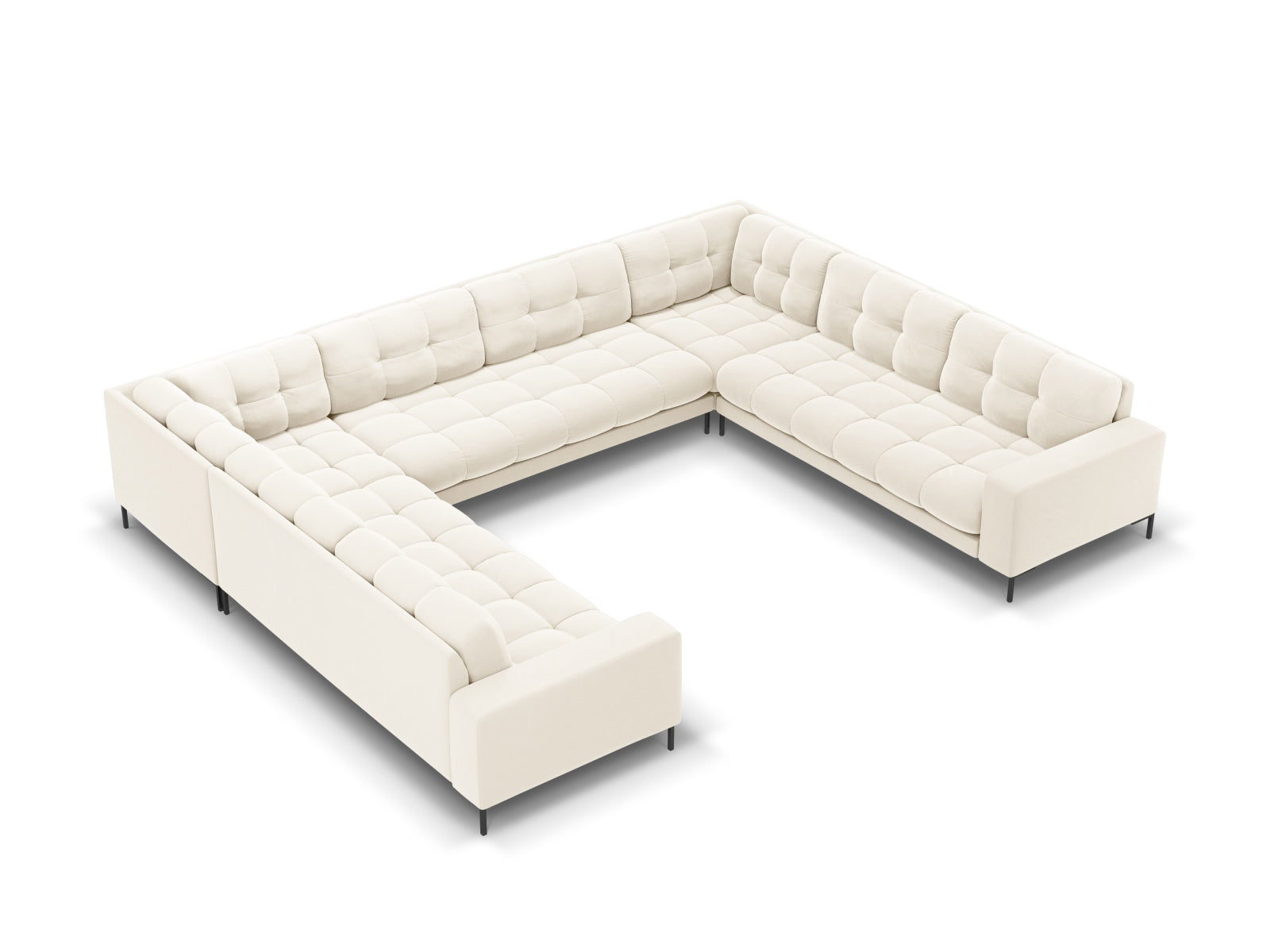 Mamaia Velour Panoramic Sofa 9 Sitzer in Light Beige/Schwarz präsentiert im Onlineshop von KAQTU Design AG. 3er Sofa ist von Micadoni