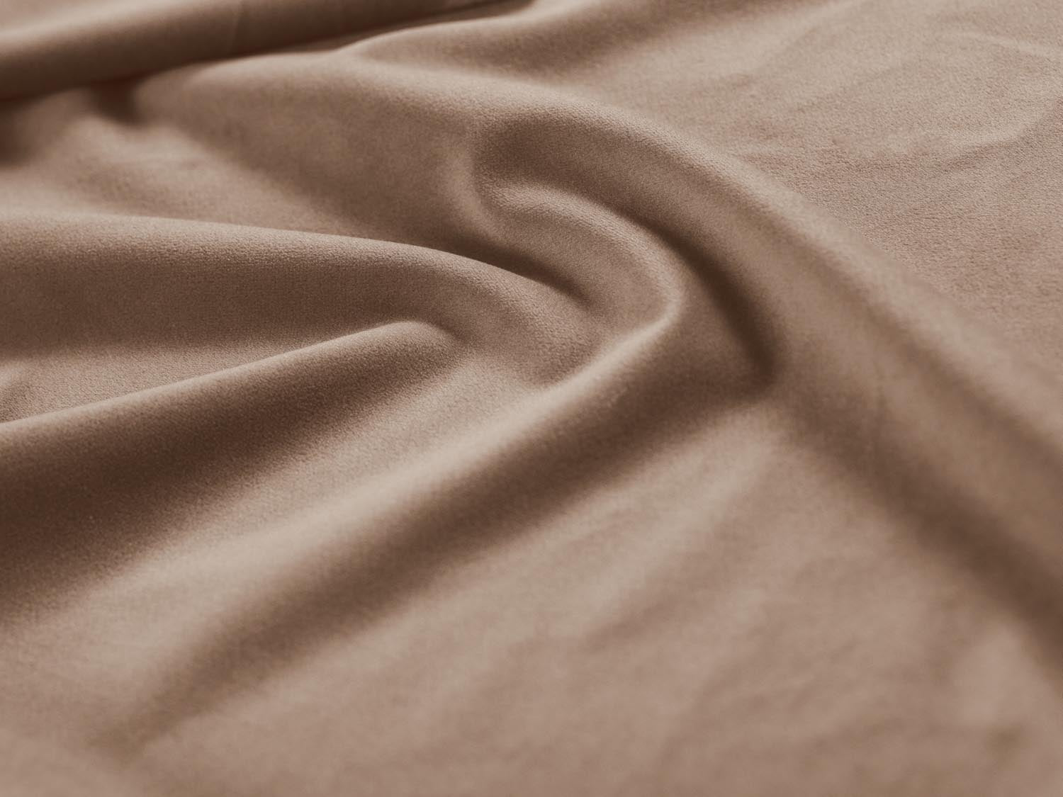 Luxuriöses 9-Sitzer Ecksofa Mamaia aus weichem Velour, in stilvollem Beige und Schwarz, ideal für gesellige Abende und modernes Wohndesign.