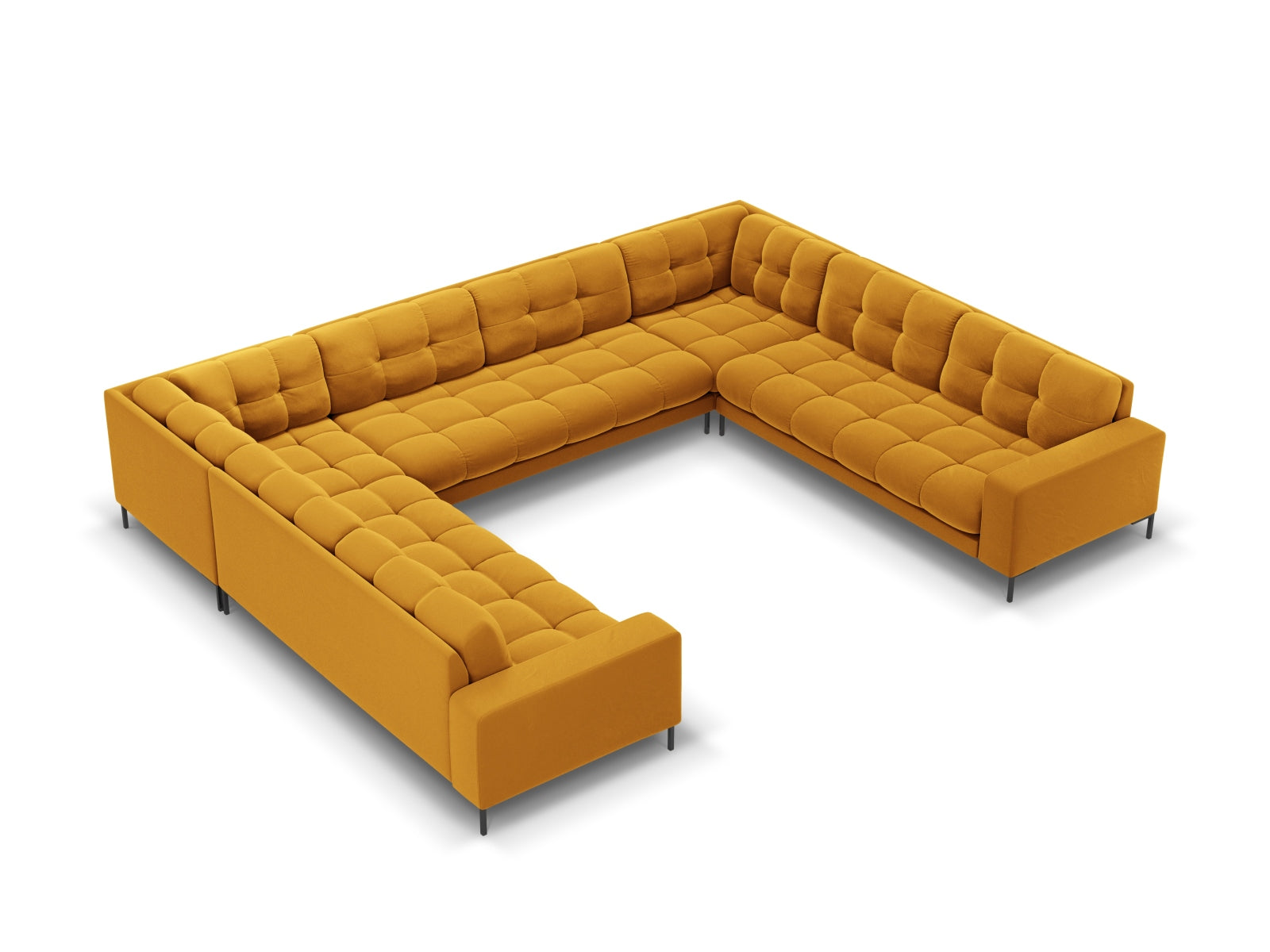 Mamaia Velour Panoramic Sofa 9 Sitzer in Yellow/Schwarz-Bluvel präsentiert im Onlineshop von KAQTU Design AG. Ecksofa ist von Micadoni