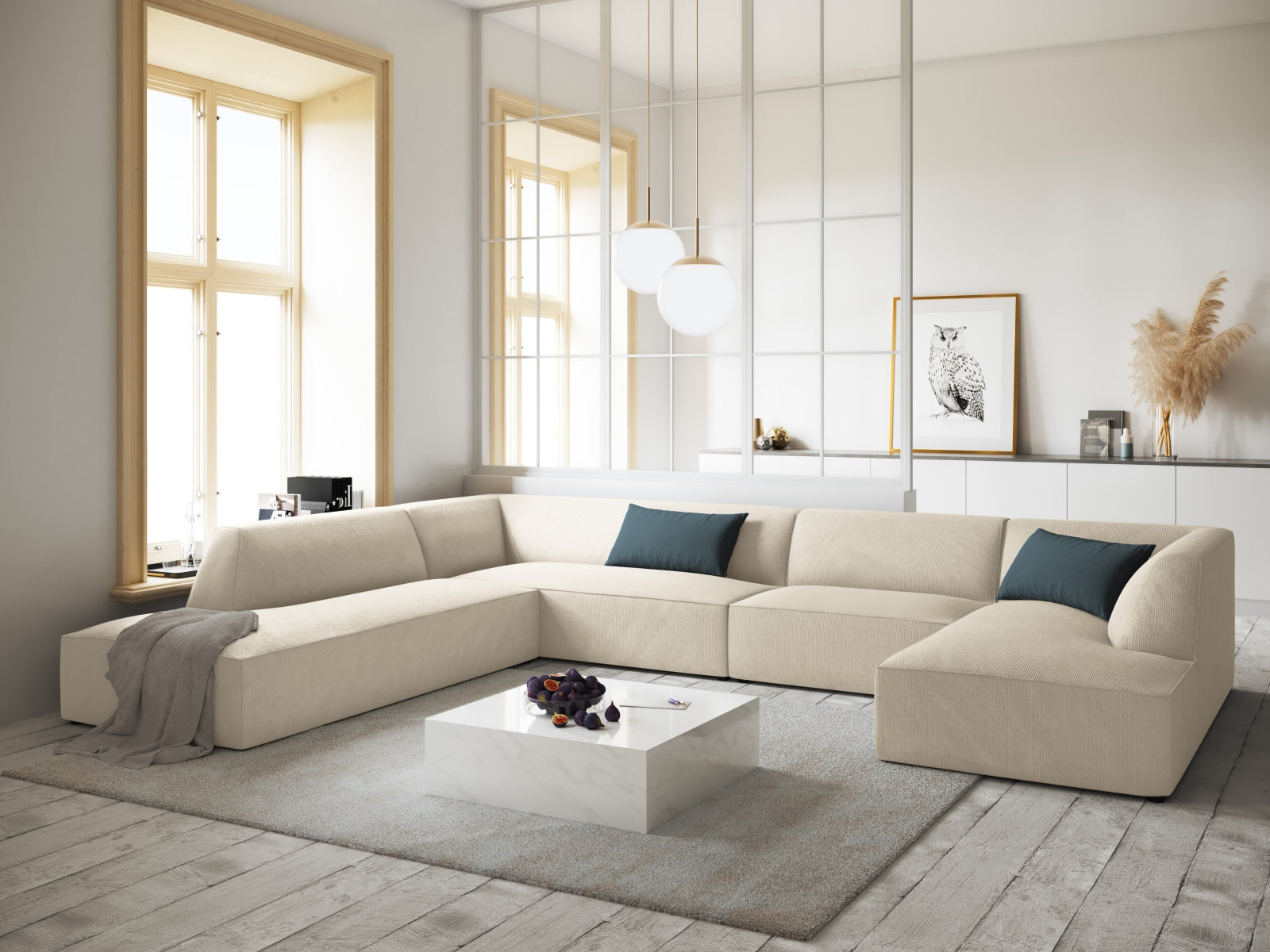 Entdecken Sie das stilvolle Ruby Panoramic Ecksofa links 7 Sitzer von Micadoni – ideal für gemütliche Abende mit Familie und Freunden.