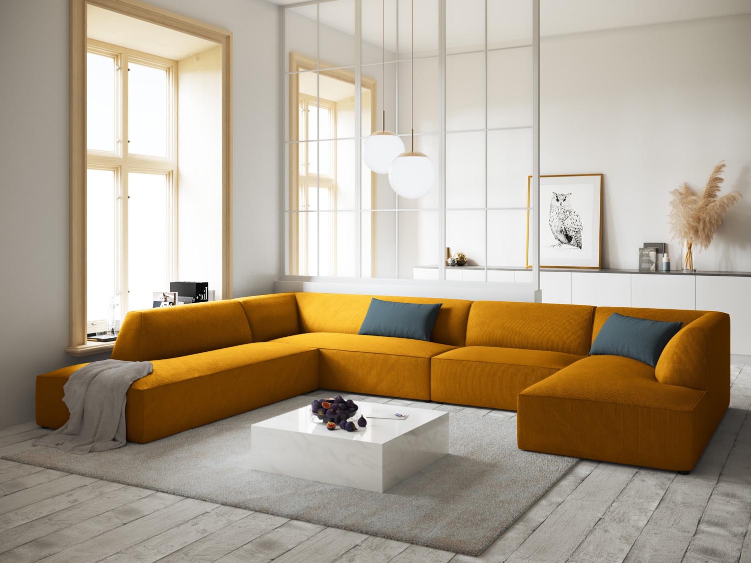 Stylisches Ruby Panoramic Ecksofa links in modernem Design, ideal für gemütliche Wohnzimmer, präsentiert in eleganter Farbgebung.
