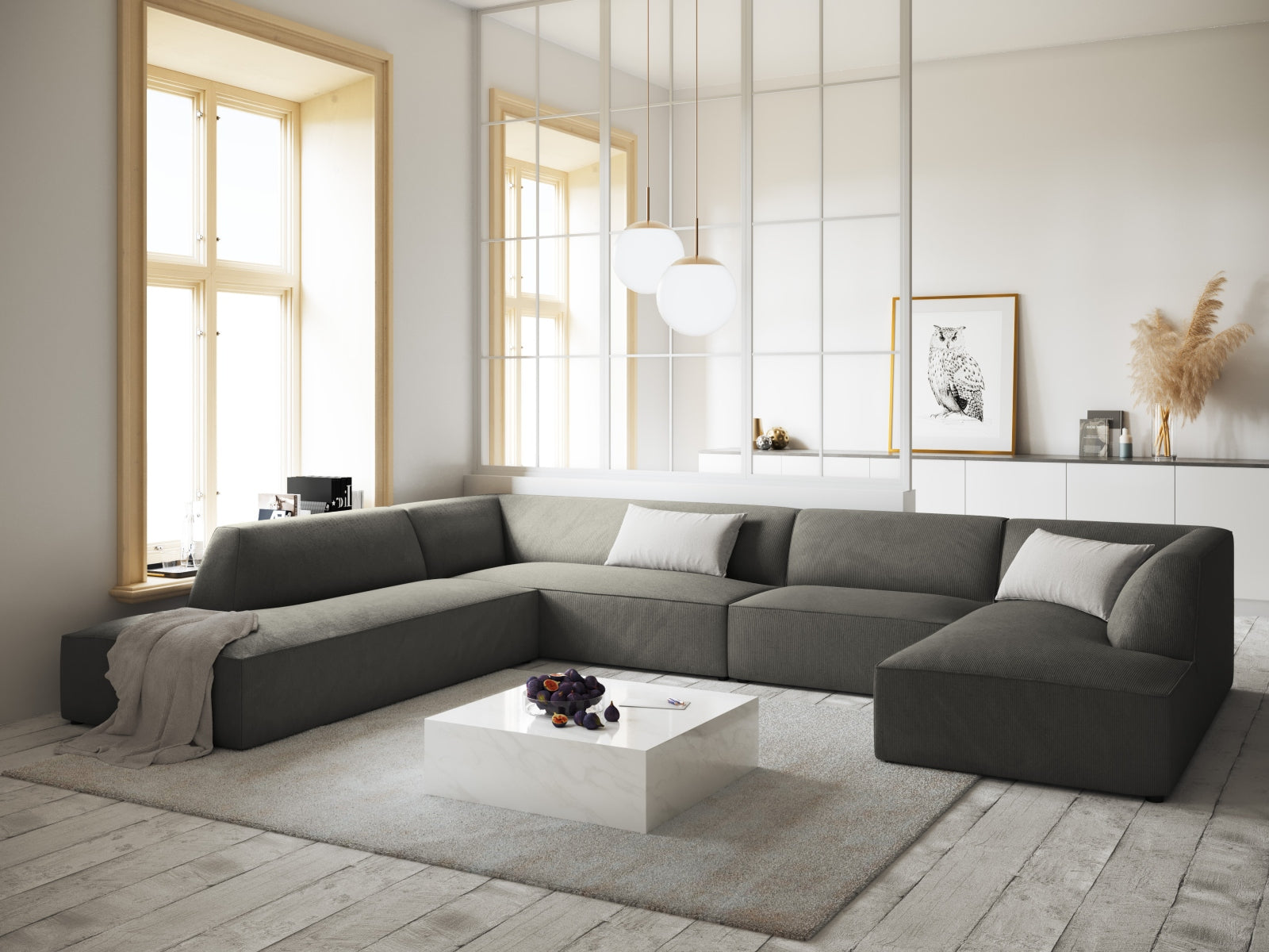 Entdecken Sie das stilvolle Ruby Panoramic Ecksofa links 7 Sitzer von Micadoni – ideal für gemütliche Abende mit Familie und Freunden.